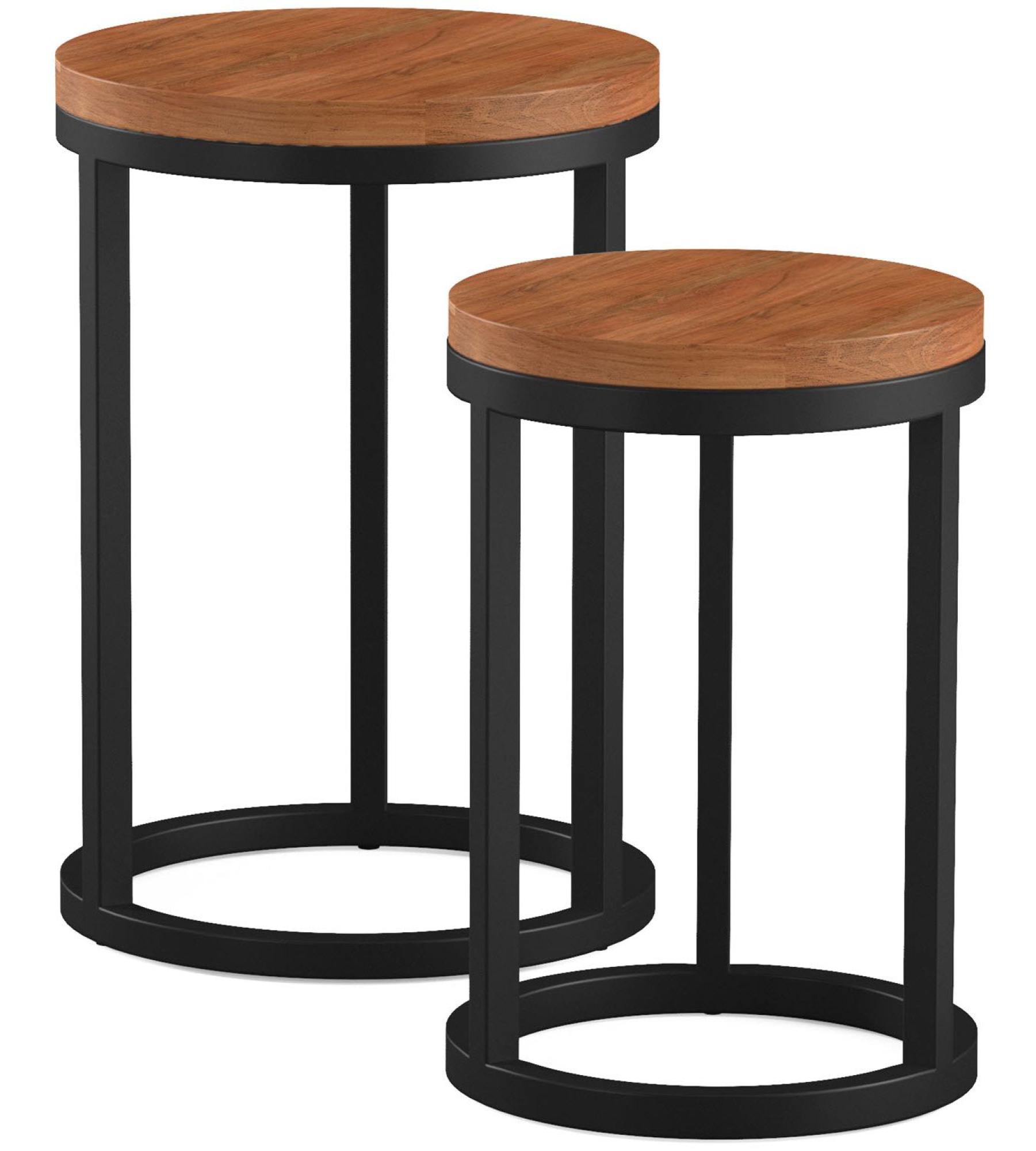 Product photograph of Elias Solid Acacia Wood Circular Nest Of 2 Tables from Choice Furniture Superstore.