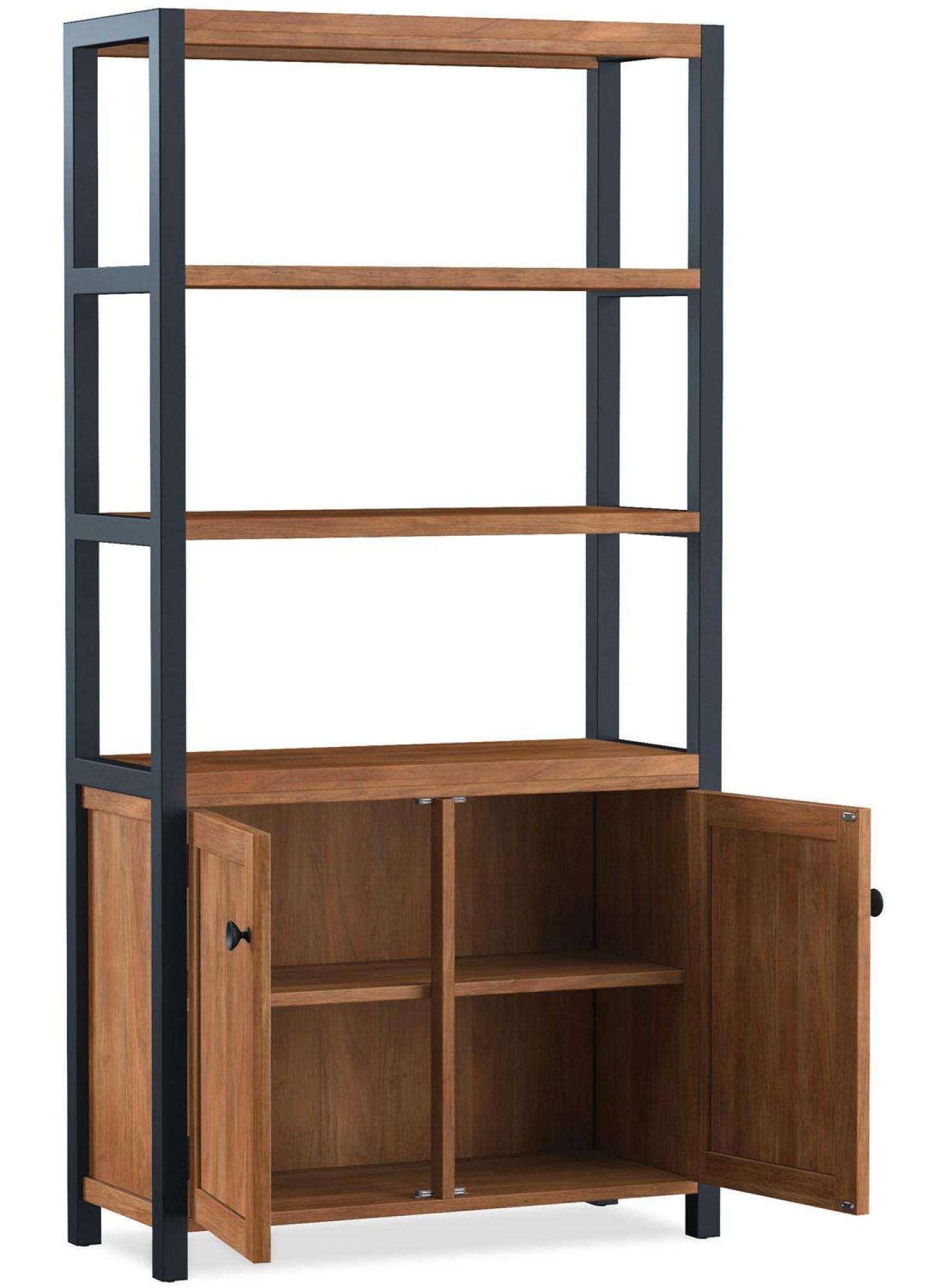 Product photograph of Elias Solid Acacia Wood 2 Door Tall Bookcase from Choice Furniture Superstore.