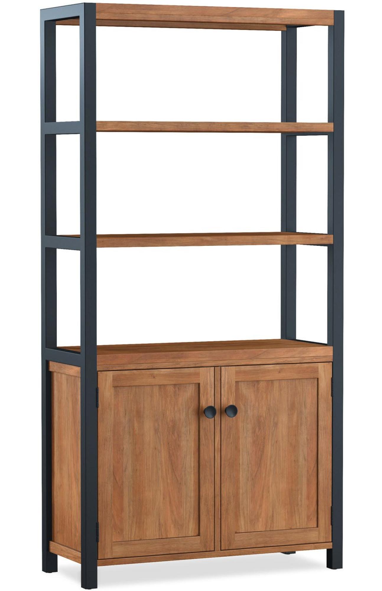 Product photograph of Elias Solid Acacia Wood 2 Door Tall Bookcase from Choice Furniture Superstore.