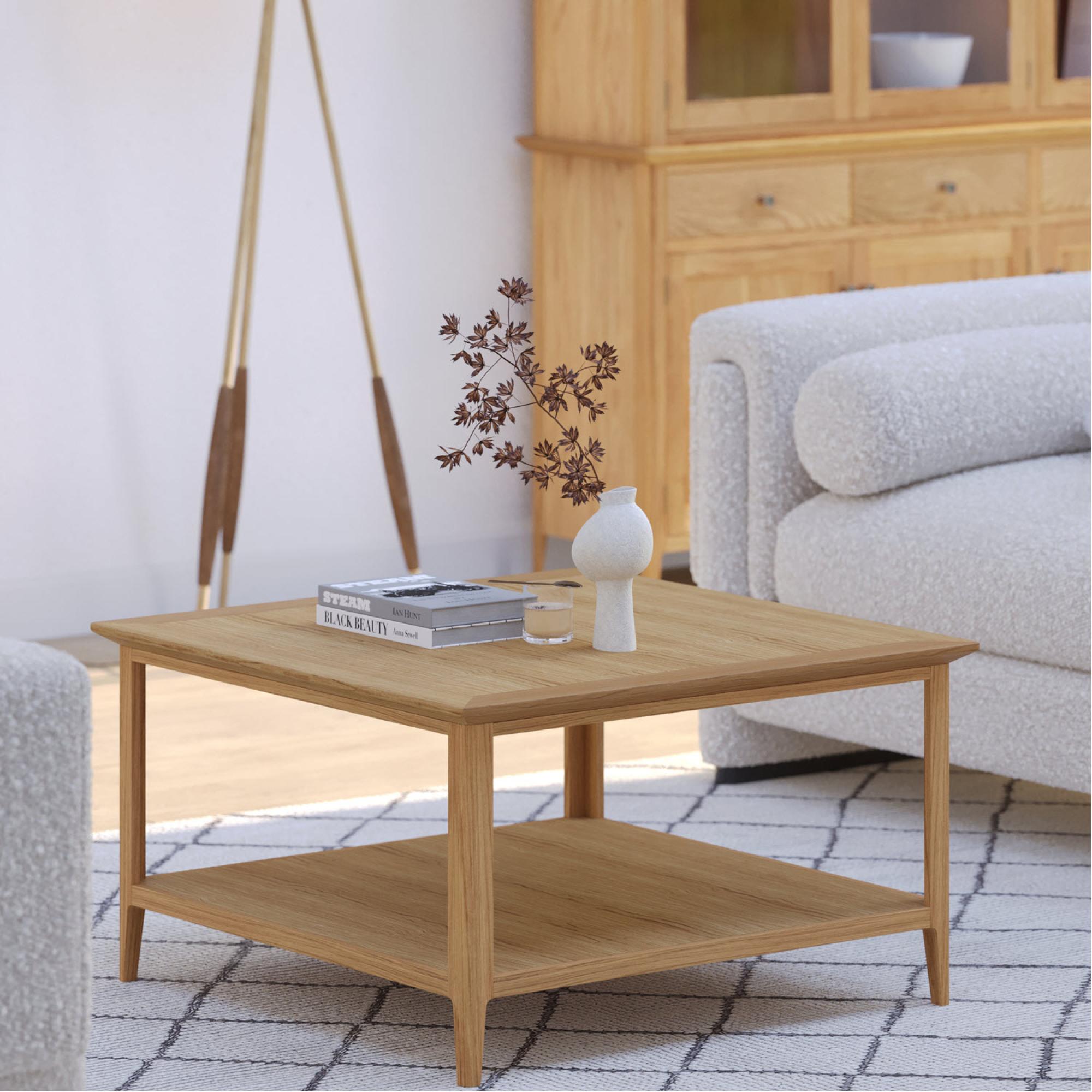 Product photograph of Salvo Oak Square Coffee Table from Choice Furniture Superstore.