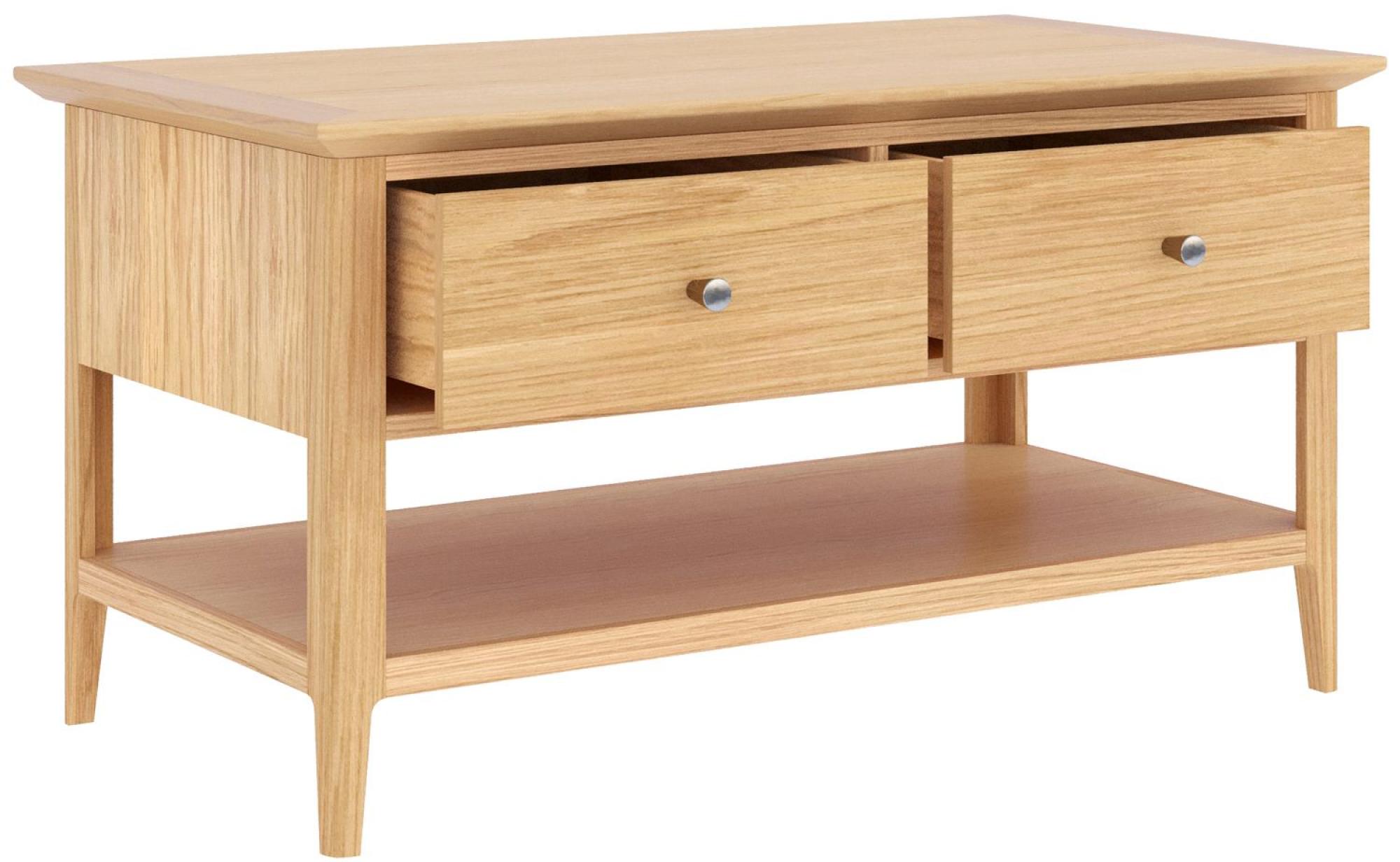 Product photograph of Salvo Oak 2 Drawer Coffee Table from Choice Furniture Superstore.