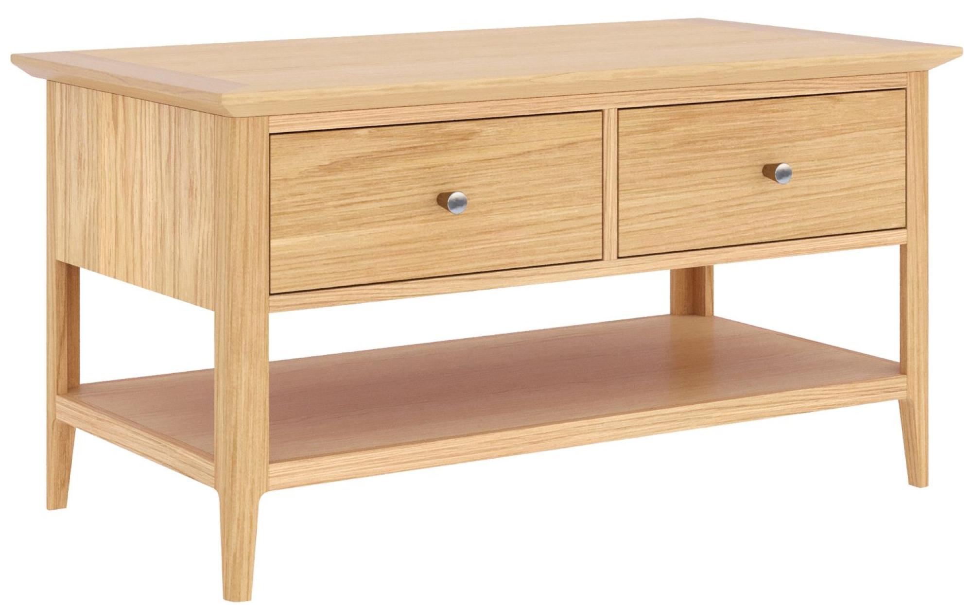 Product photograph of Salvo Oak 2 Drawer Coffee Table from Choice Furniture Superstore.