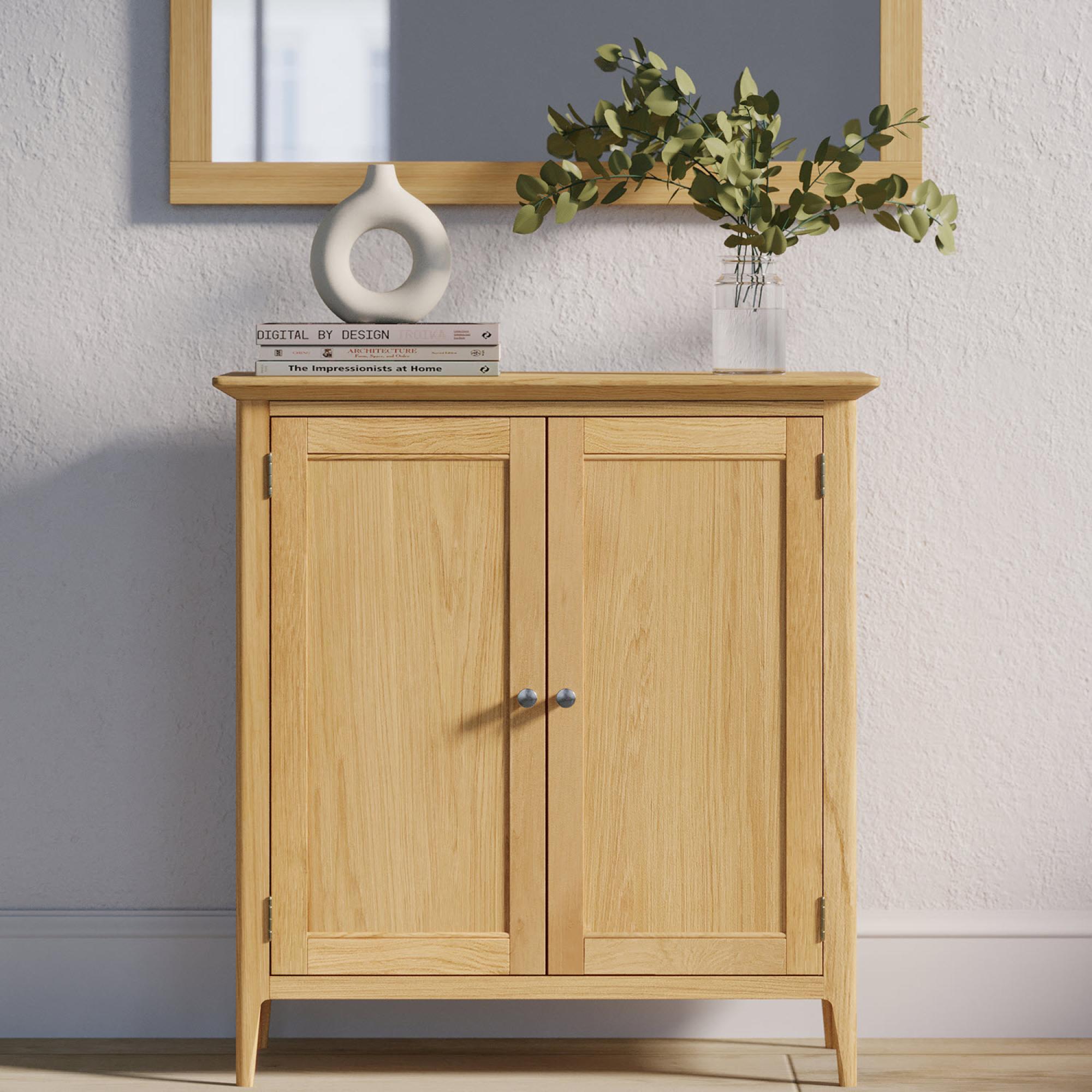 Product photograph of Salvo Oak 2 Door Hall Cabinet from Choice Furniture Superstore.