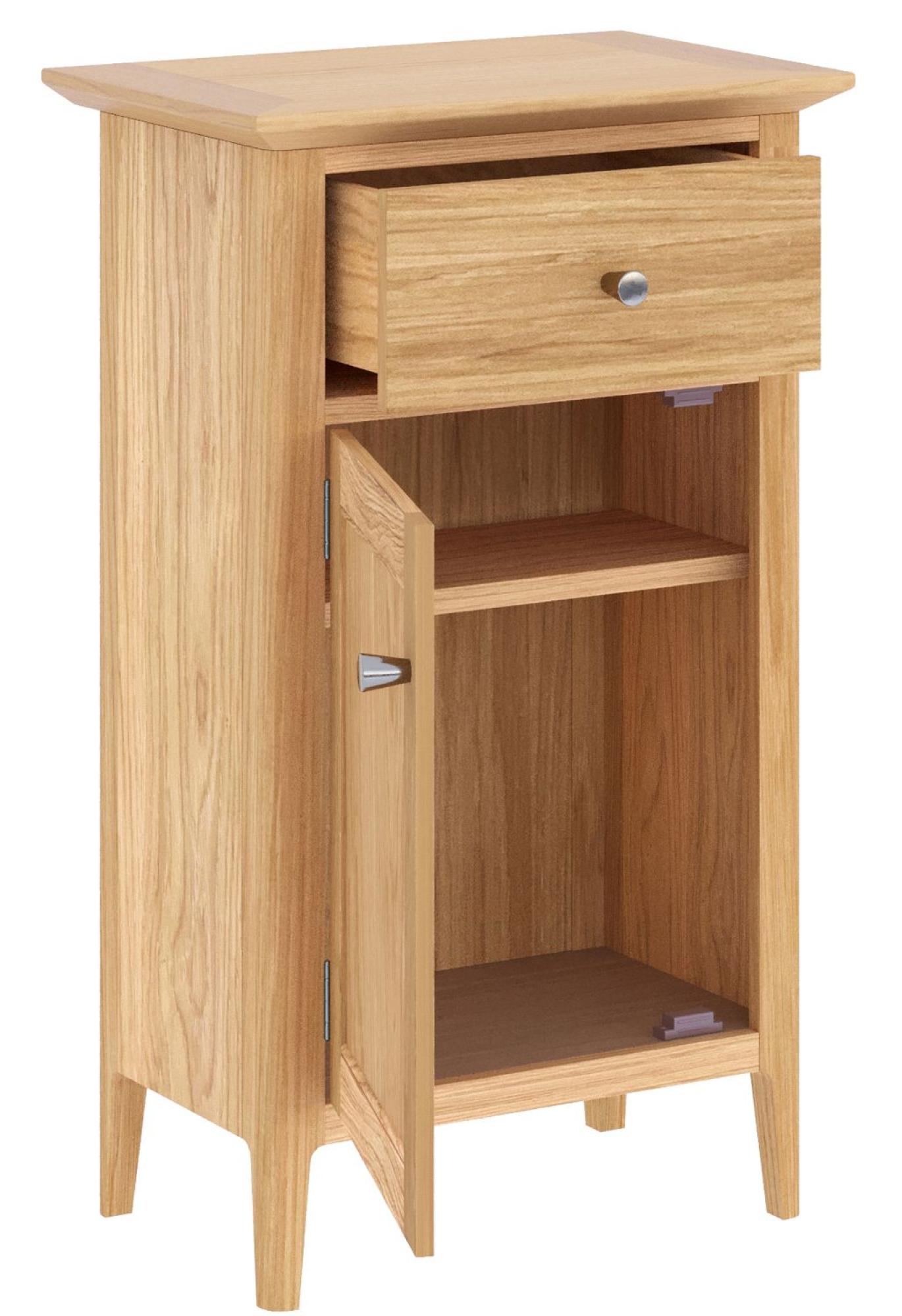 Product photograph of Salvo Oak Small 1 Door 1 Drawer Cupboard from Choice Furniture Superstore.