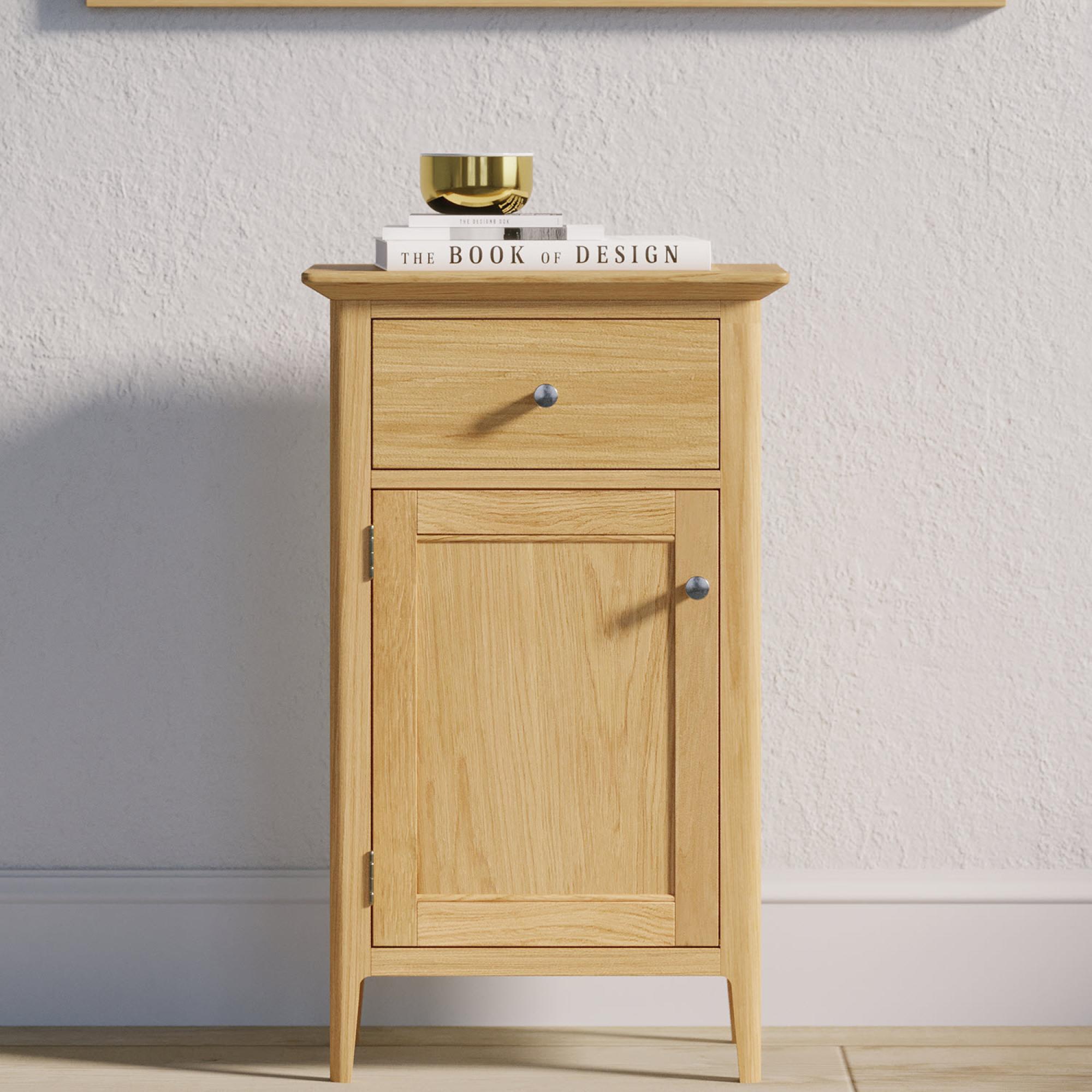 Product photograph of Salvo Oak Small 1 Door 1 Drawer Cupboard from Choice Furniture Superstore.