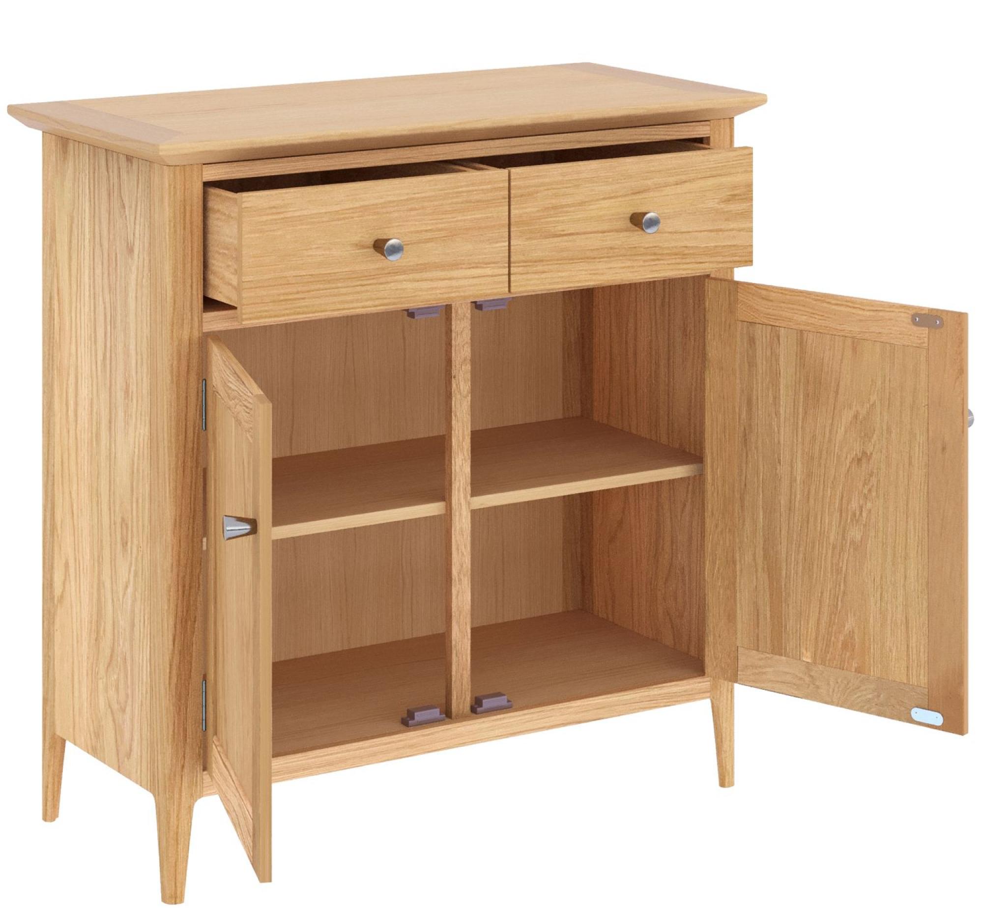 Product photograph of Salvo Oak 2 Door 2 Drawer Small Sideboard from Choice Furniture Superstore.