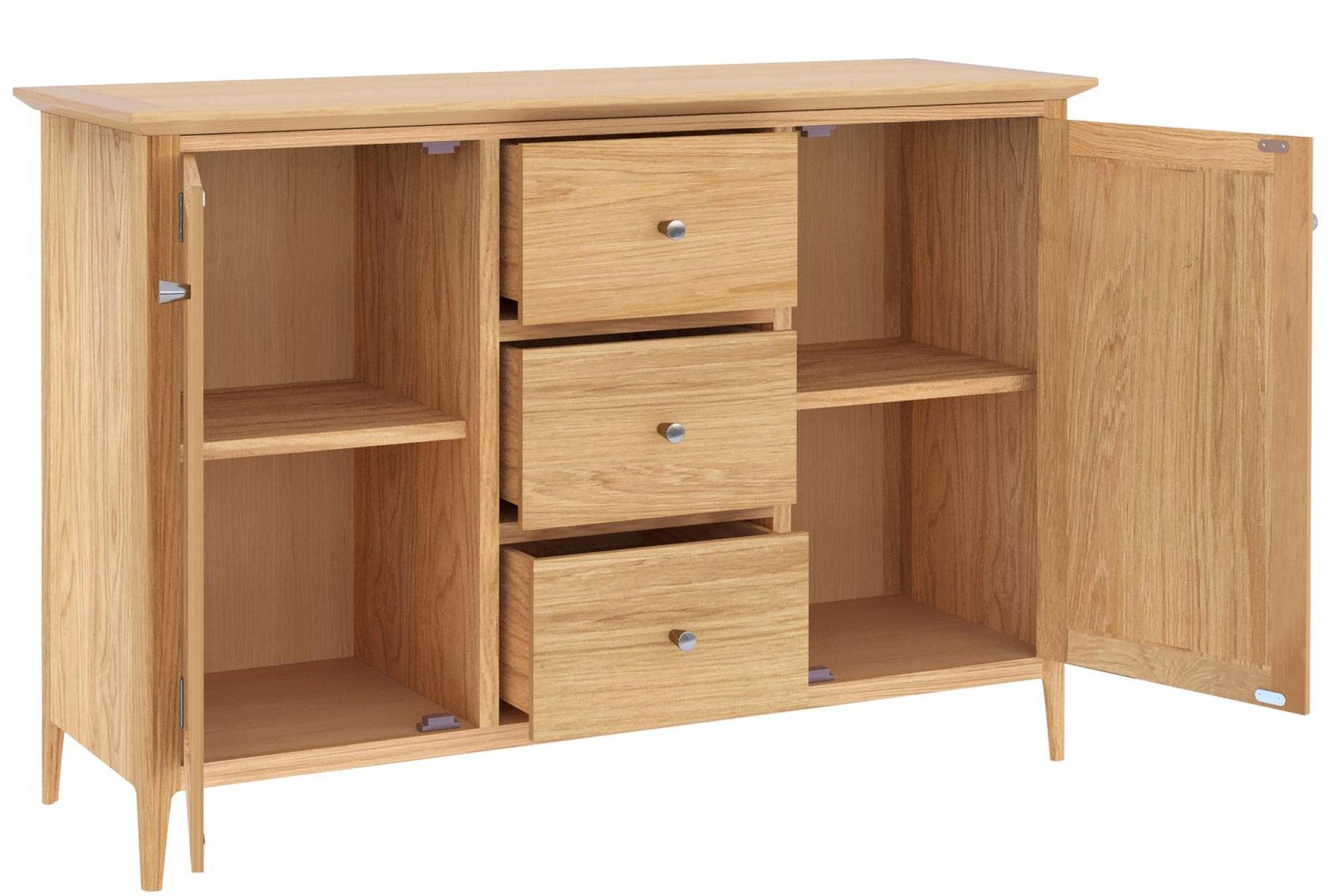 Product photograph of Salvo Oak 2 Door 3 Drawer Large Sideboard from Choice Furniture Superstore.