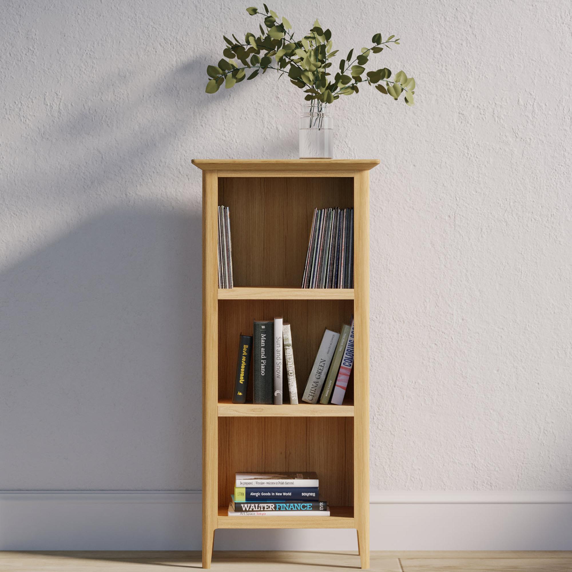 Product photograph of Salvo Oak Narrow Cd Bookcase from Choice Furniture Superstore.