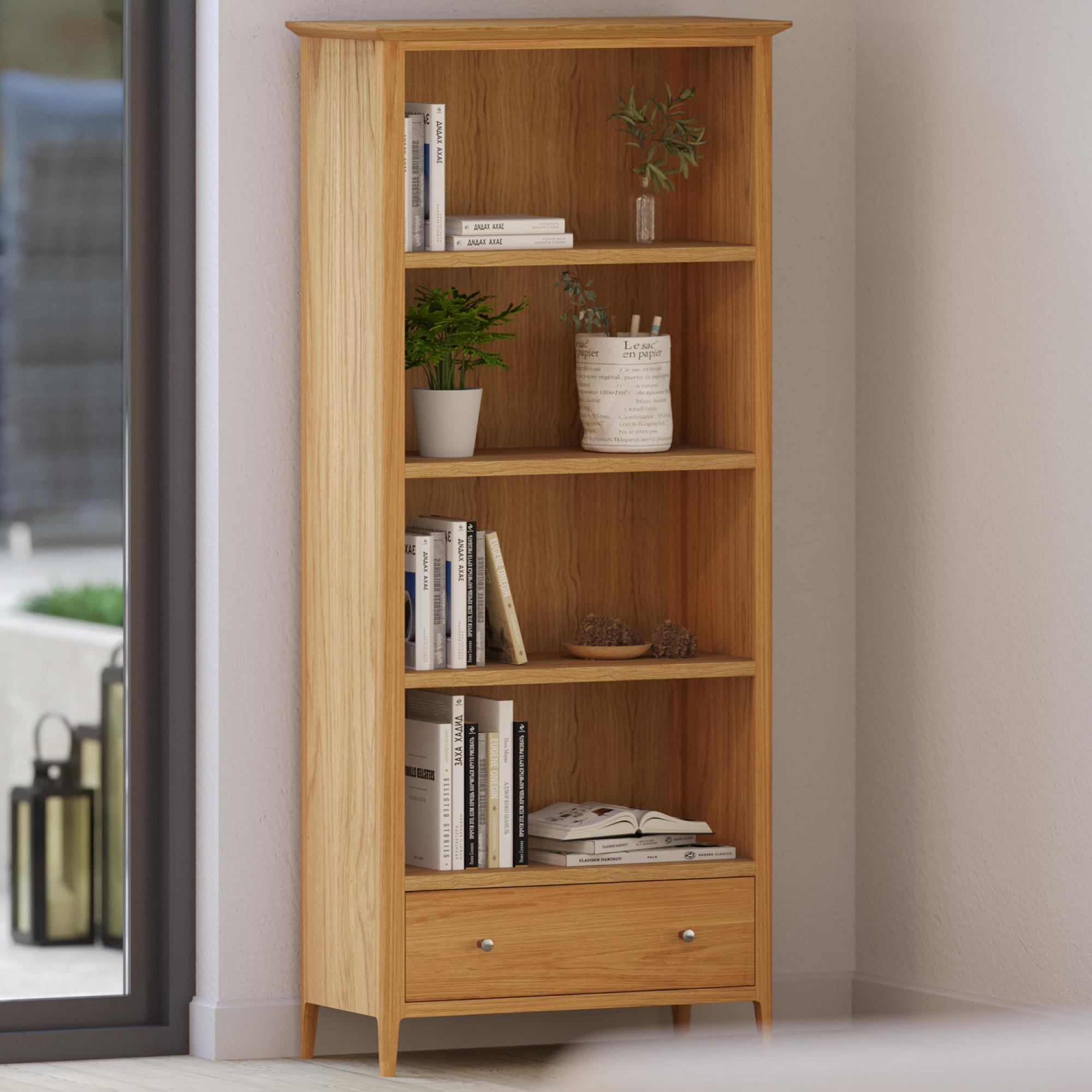 Product photograph of Salvo Oak Large Bookcase from Choice Furniture Superstore.