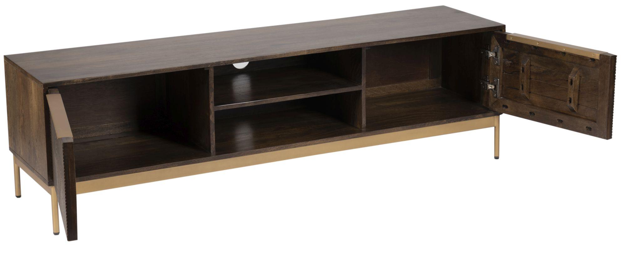 Product photograph of Jaipur Zaine Dark Wood Carving 2 Door Tv Unit from Choice Furniture Superstore.