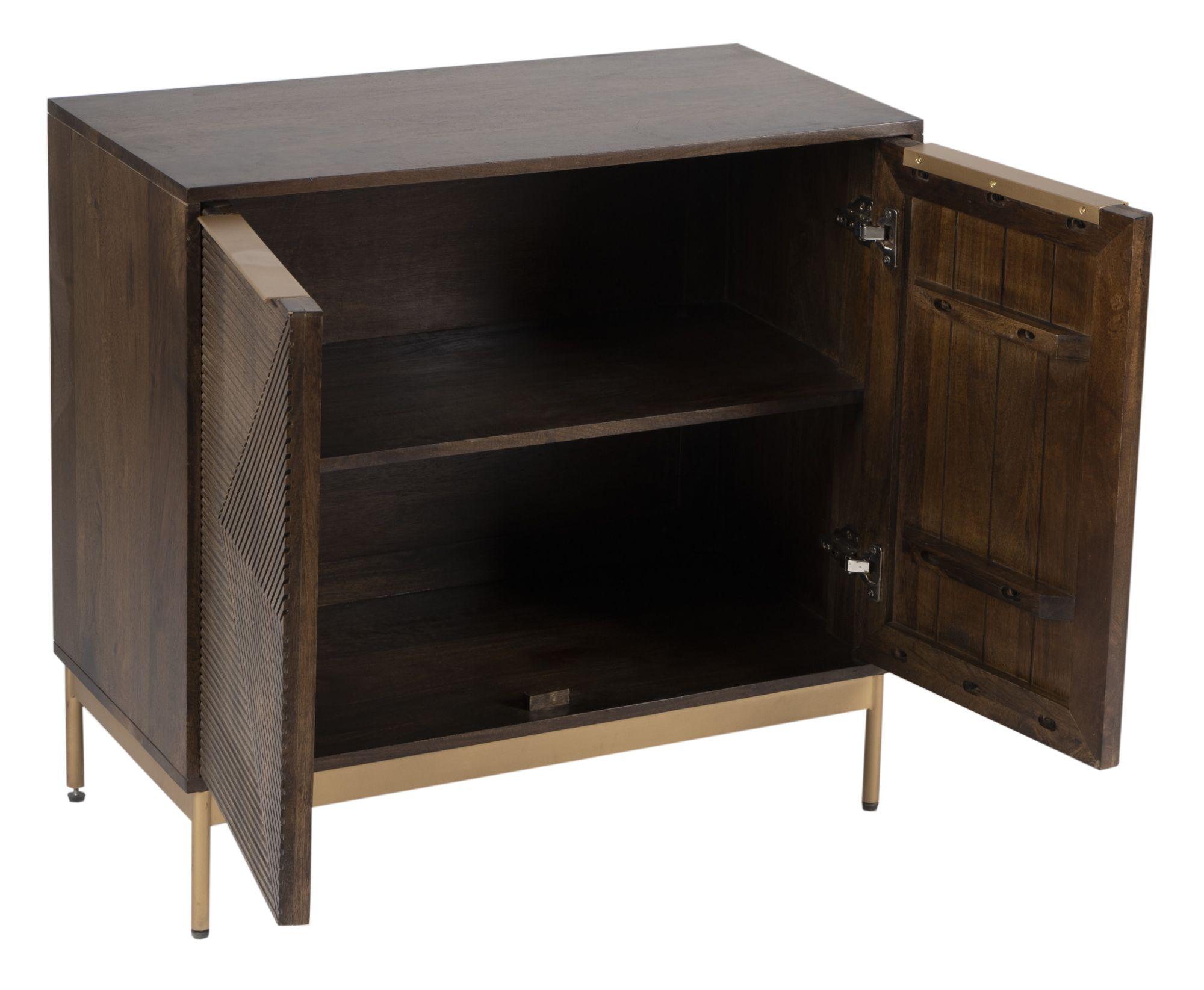 Product photograph of Jaipur Zaine Dark Wood Carving 2 Door Small Sideboard from Choice Furniture Superstore.