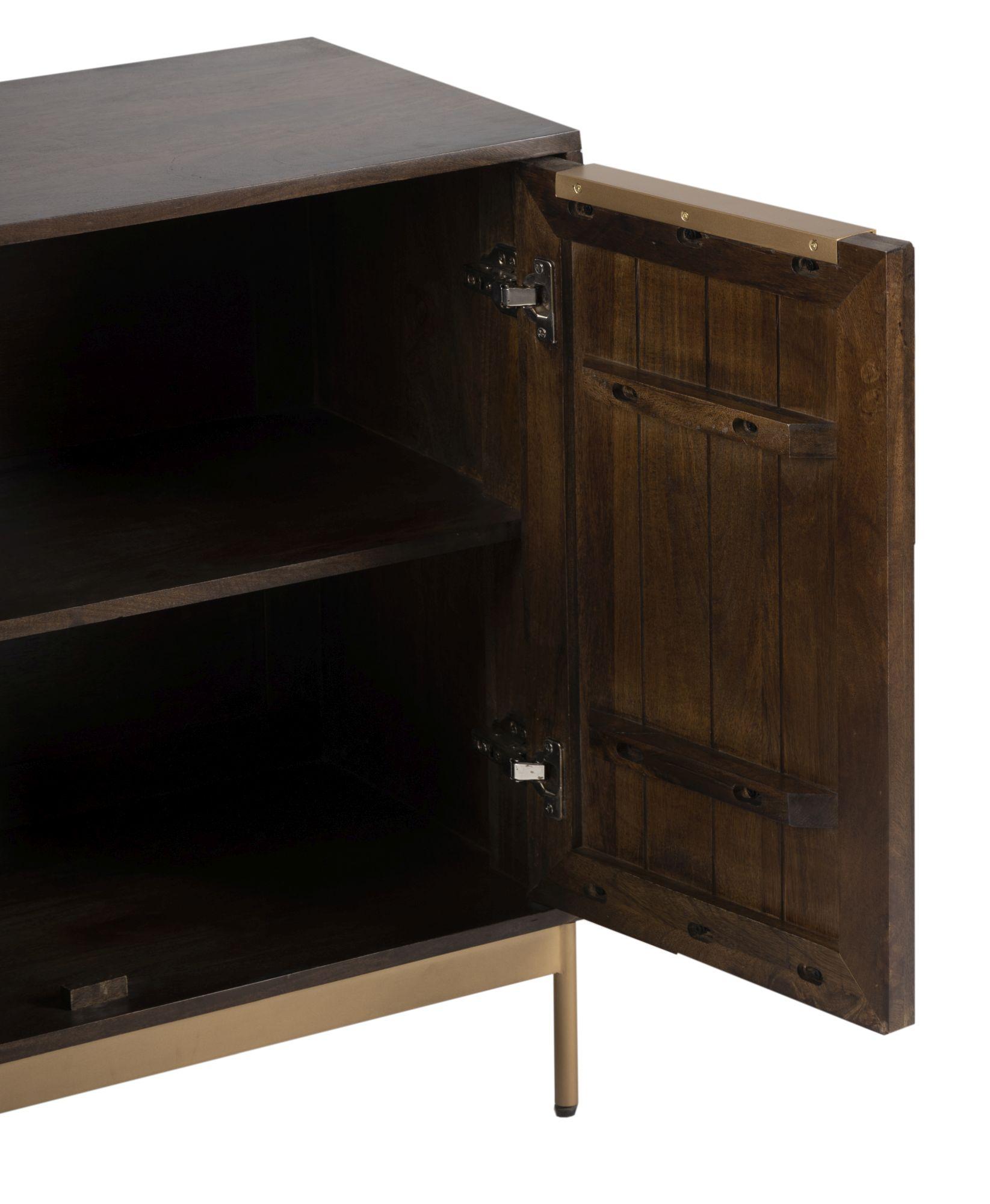 Product photograph of Jaipur Zaine Dark Wood Carving 2 Door Small Sideboard from Choice Furniture Superstore.