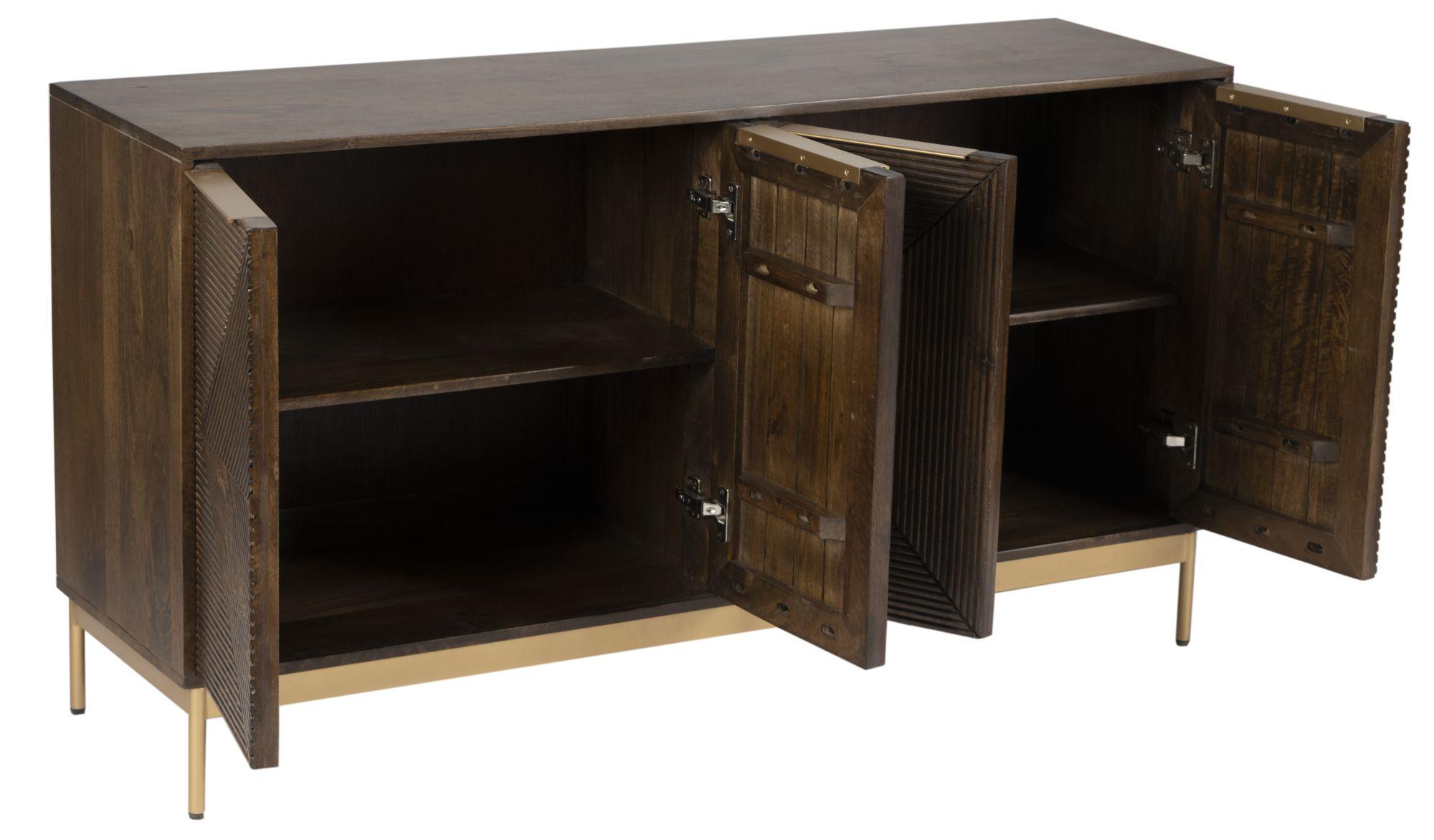 Product photograph of Jaipur Zaine Dark Wood Carving 4 Door Sideboard from Choice Furniture Superstore.