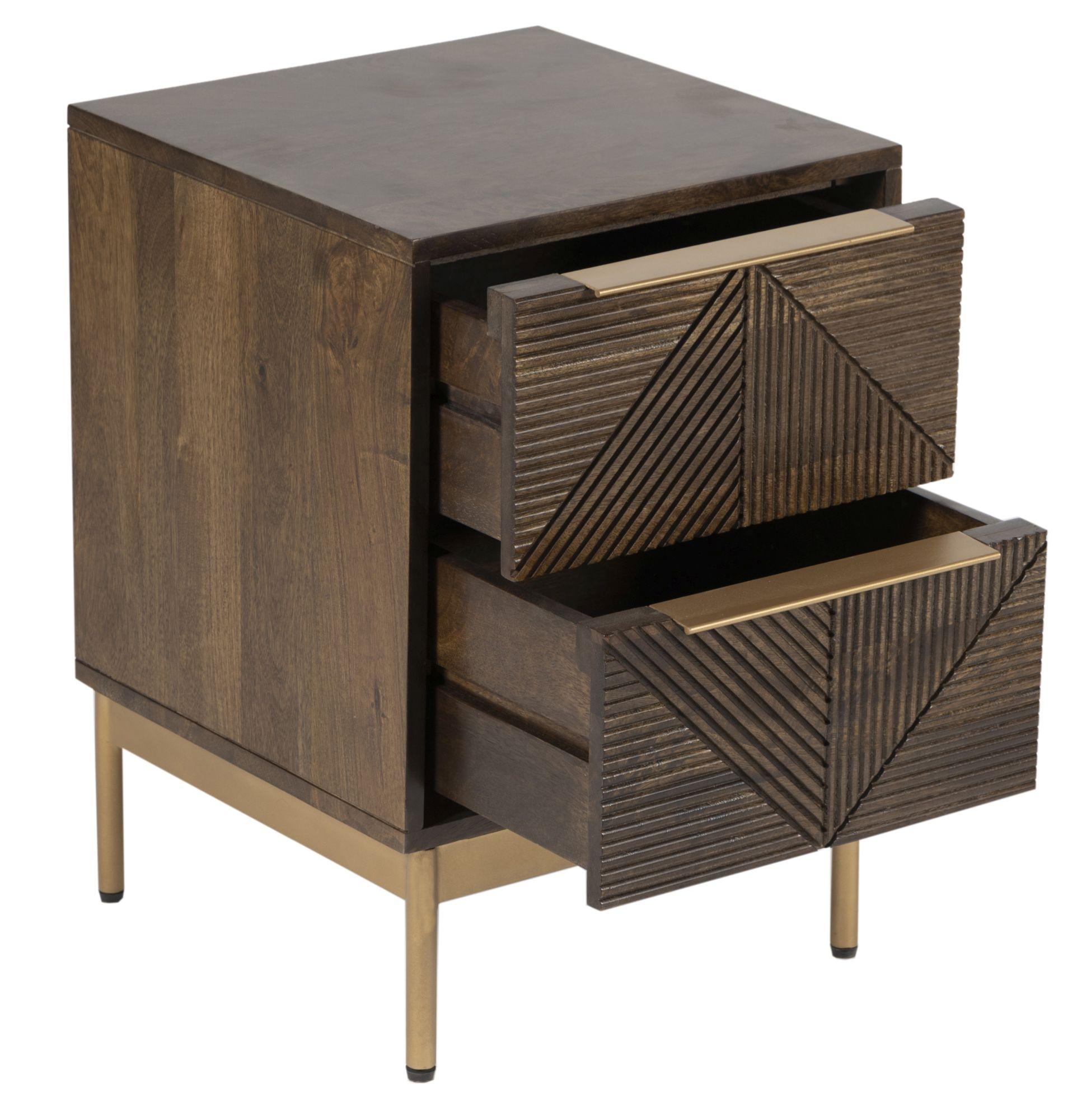 Product photograph of Zaine Walnut 2 Drawer Bedside Cabinet from Choice Furniture Superstore.