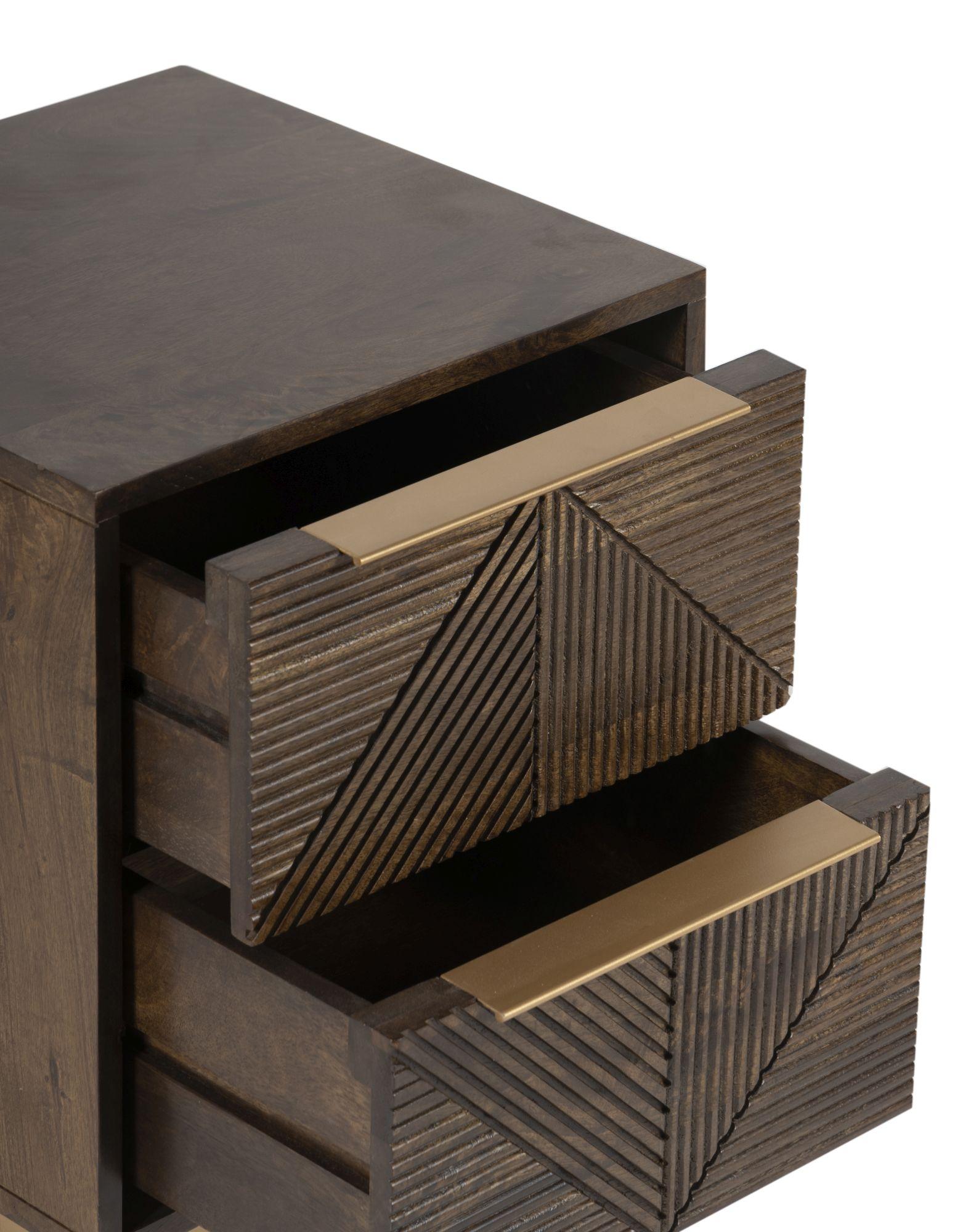 Product photograph of Zaine Walnut 2 Drawer Bedside Cabinet from Choice Furniture Superstore.