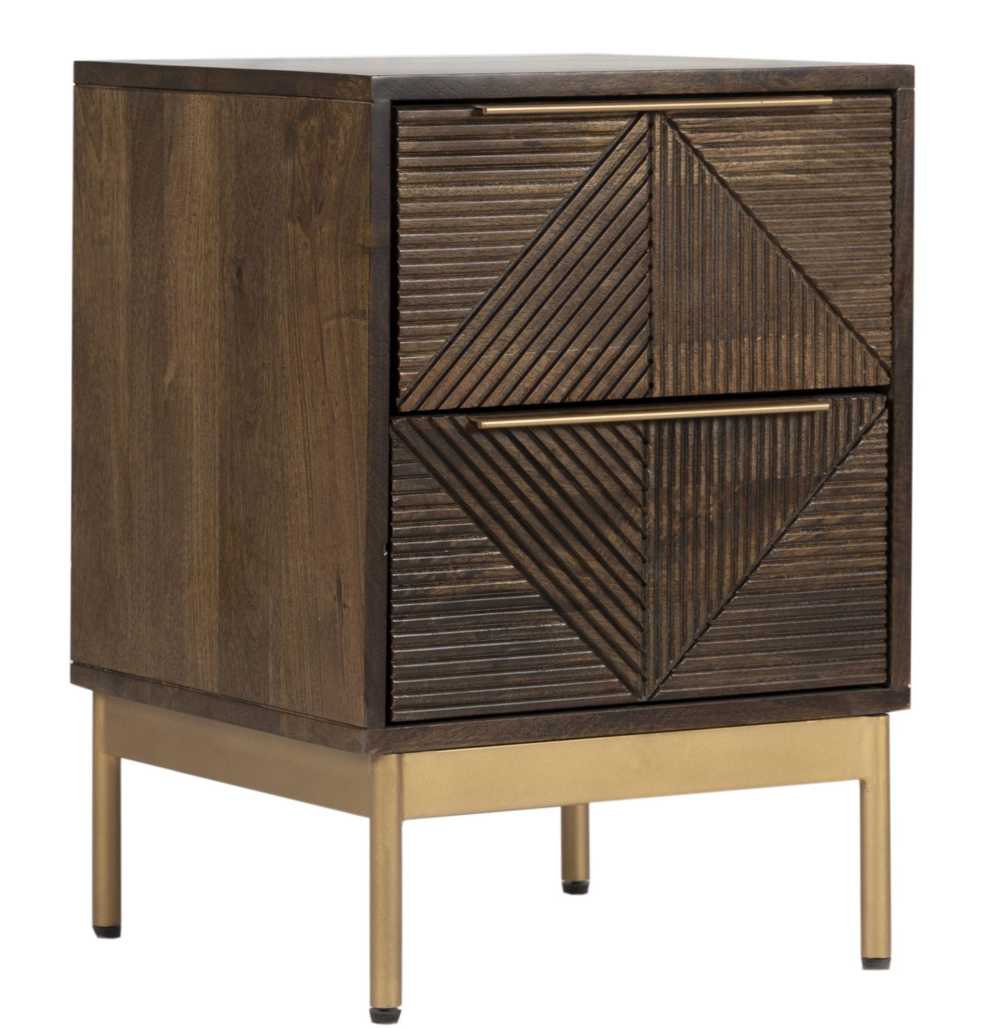 Product photograph of Zaine Walnut 2 Drawer Bedside Cabinet from Choice Furniture Superstore.