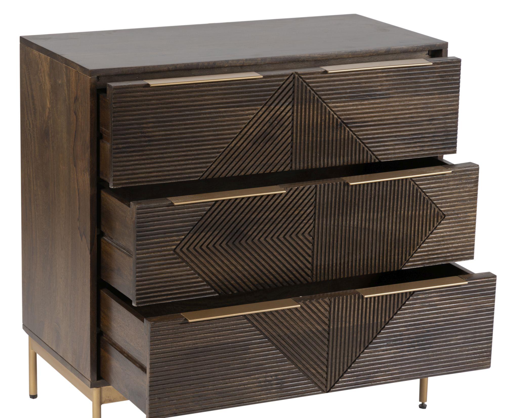 Product photograph of Nahan Walnut 3 Drawer Small Chest from Choice Furniture Superstore.