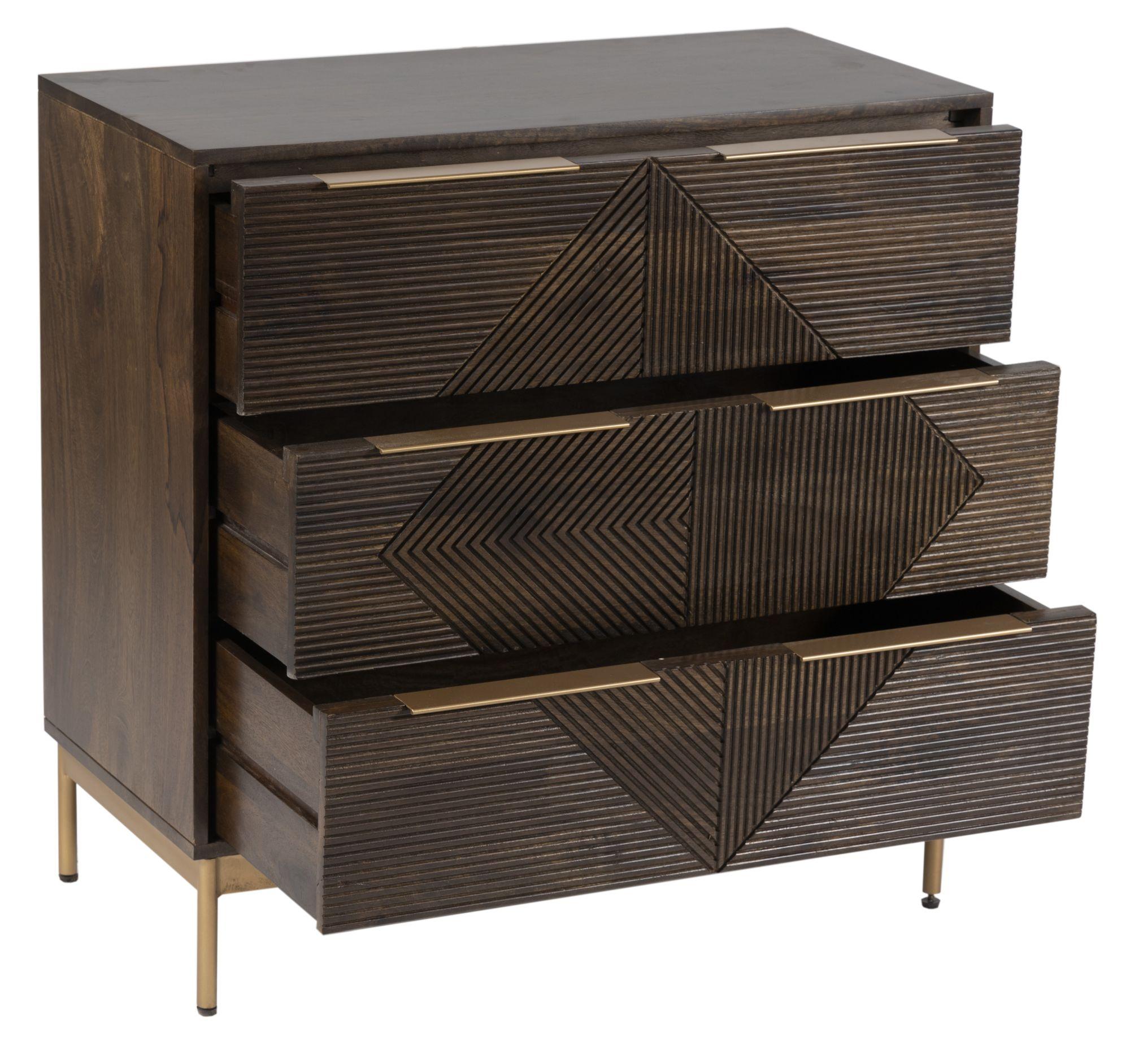 Product photograph of Nahan Walnut 3 Drawer Small Chest from Choice Furniture Superstore.