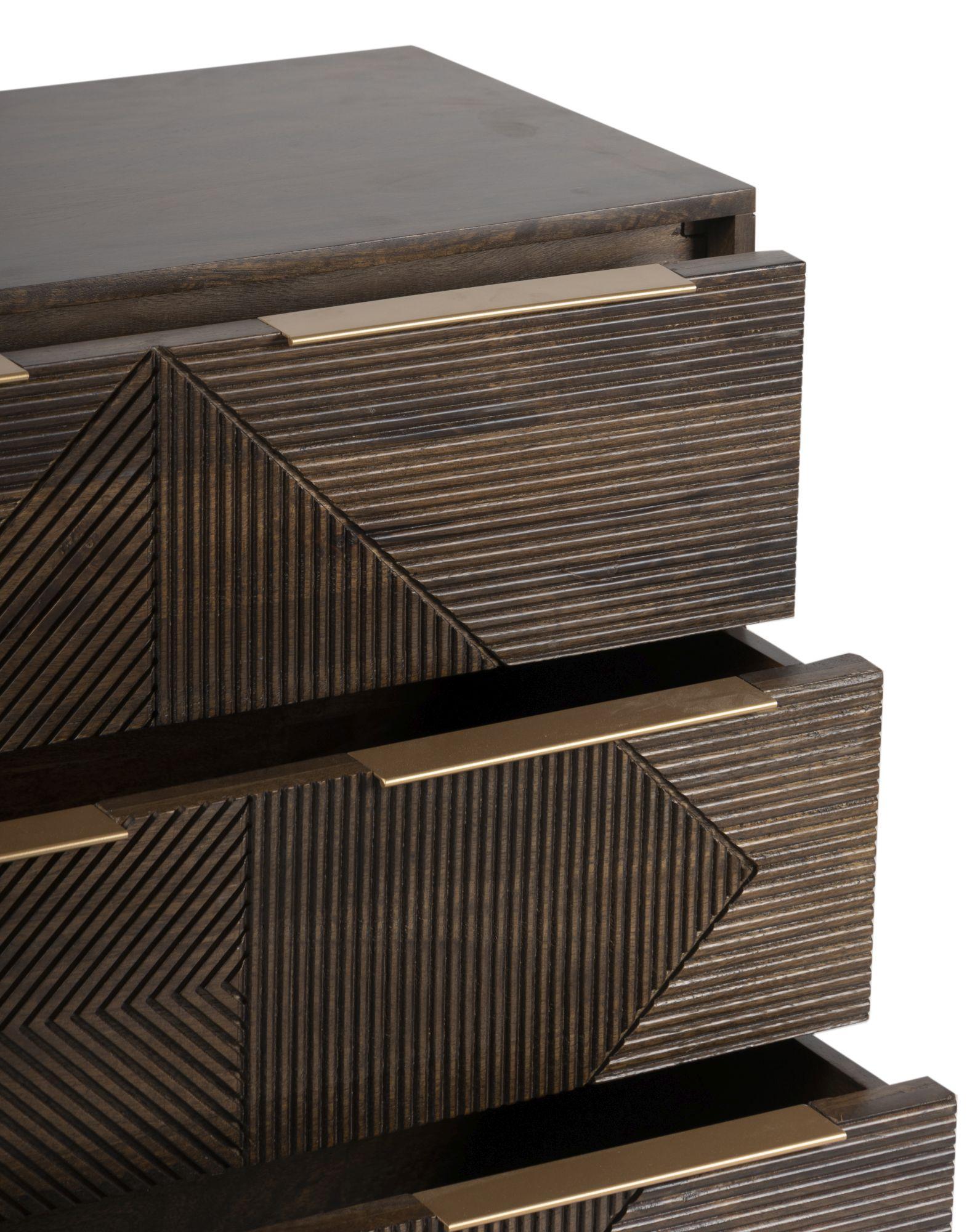 Product photograph of Nahan Walnut 3 Drawer Small Chest from Choice Furniture Superstore.