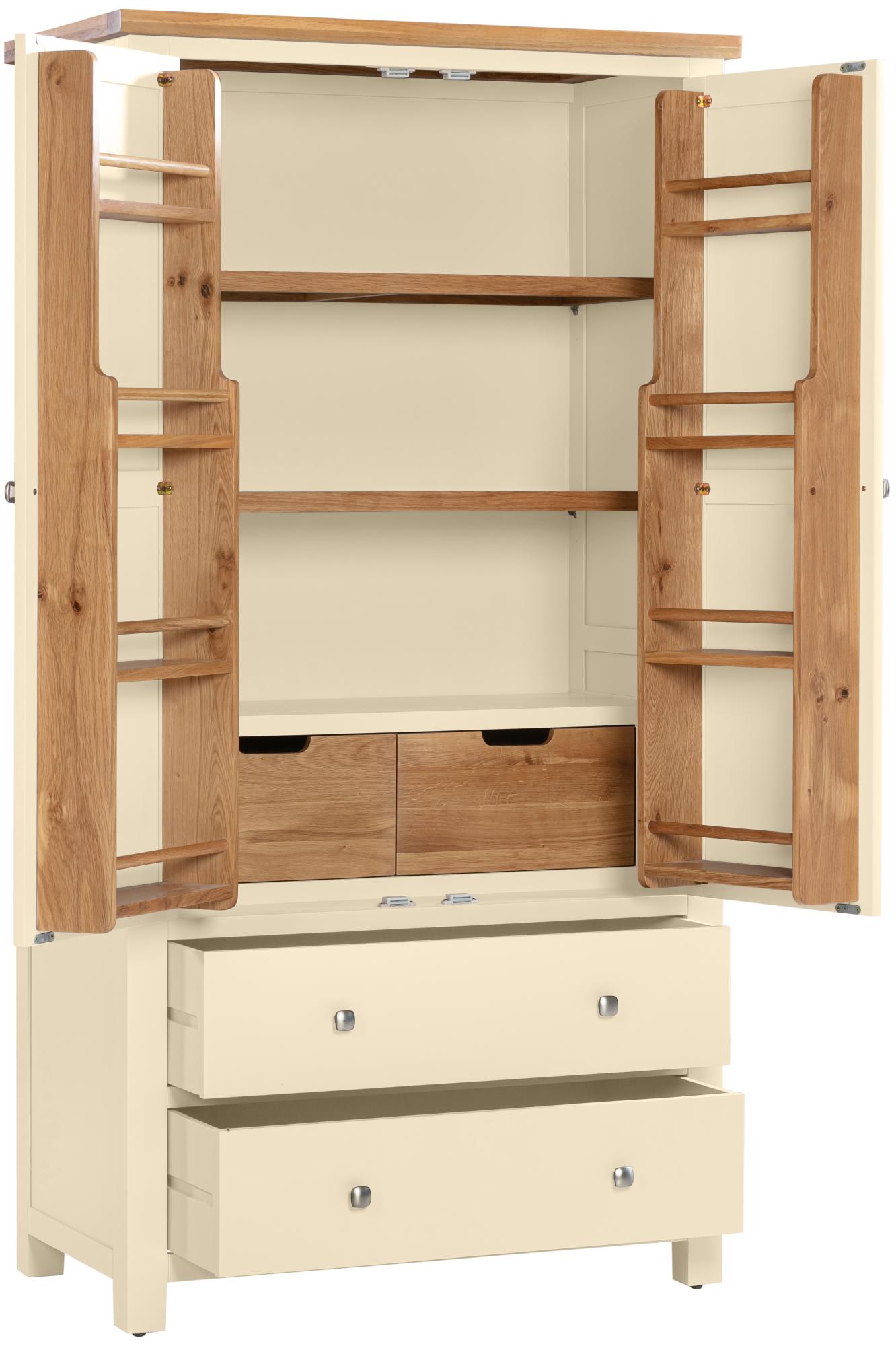 Product photograph of Lundy Ivory Painted 2 Door Larder Unit from Choice Furniture Superstore.