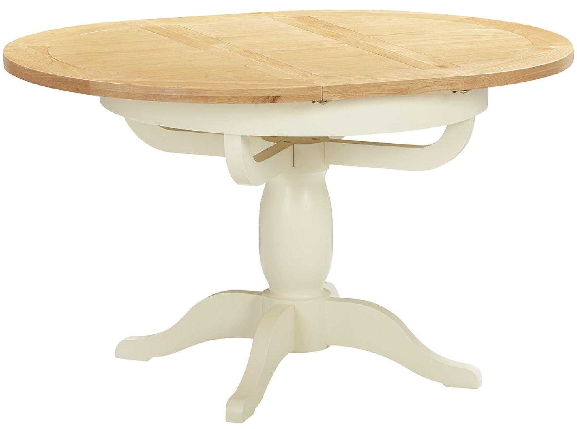 Product photograph of Lundy Ivory Painted 4 To 6 Seater Round Extending Dining Table With Pedestal Base from Choice Furniture Superstore.