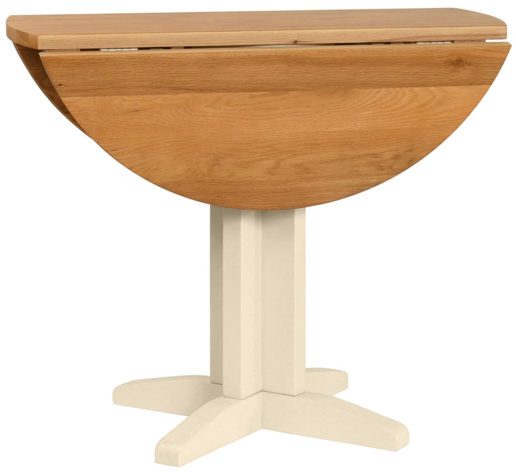 Lundy Ivory Painted 2 Seater Round Drop Leaf Dining Table - Cfs Uk