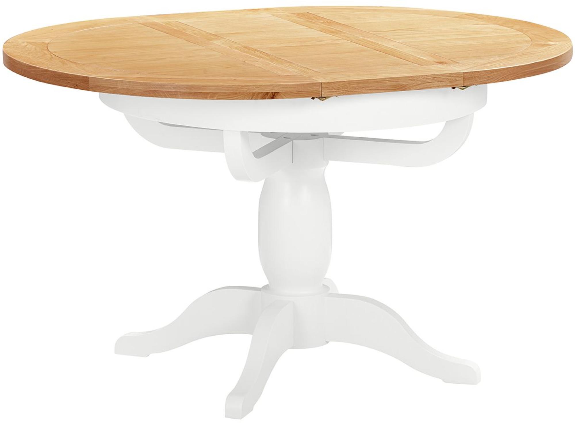 Product photograph of Lundy White Painted 2-4 Seater Round Extending Dining Table - Pedestal Base from Choice Furniture Superstore.