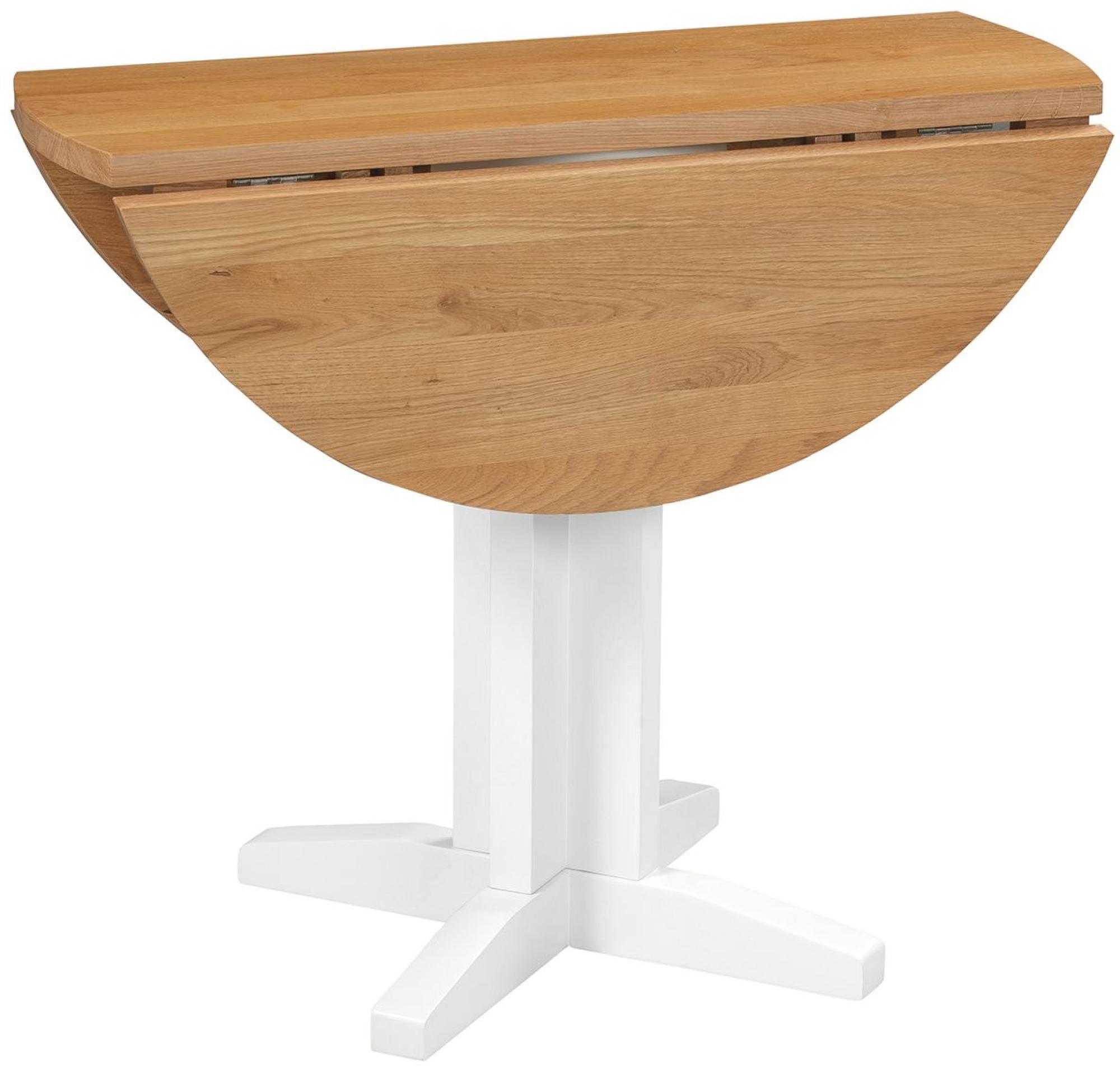 Product photograph of Lundy White Painted 2 Seater Round Drop Leaf Dining Table from Choice Furniture Superstore.