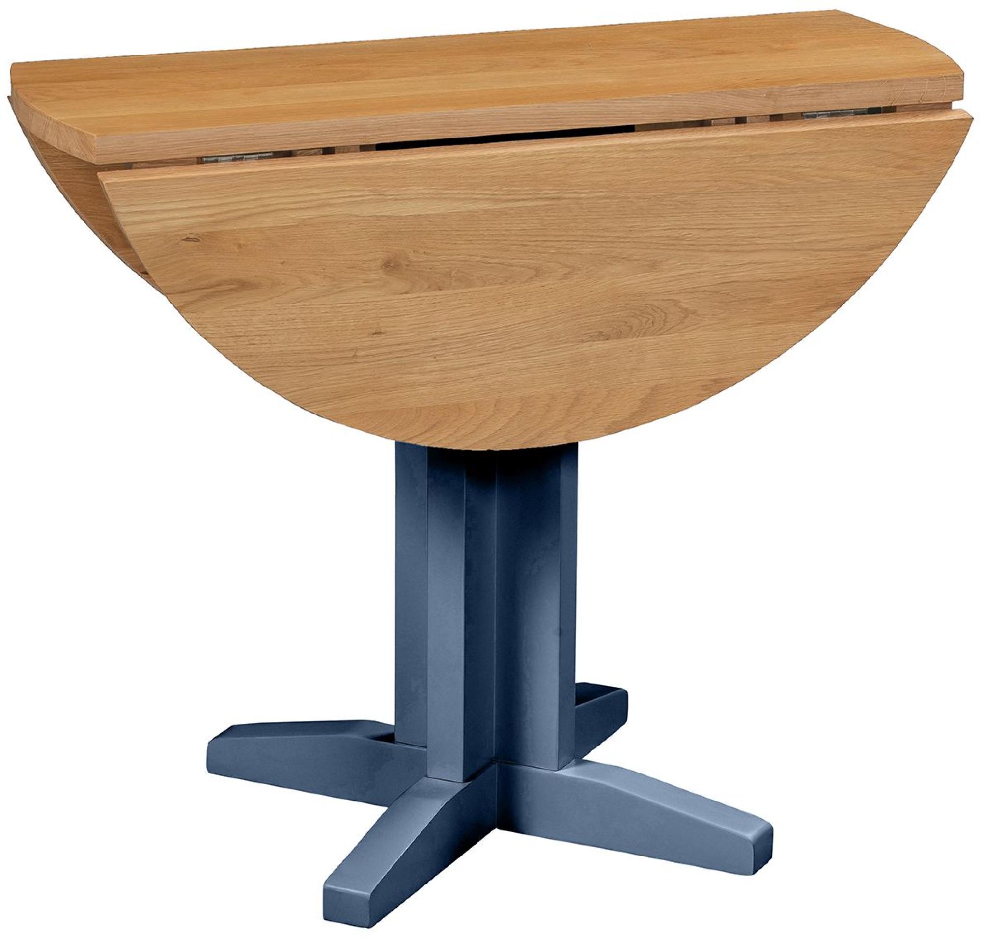 Product photograph of Lundy Electric Blue Painted 2 Seater Round Drop Leaf Dining Table from Choice Furniture Superstore.