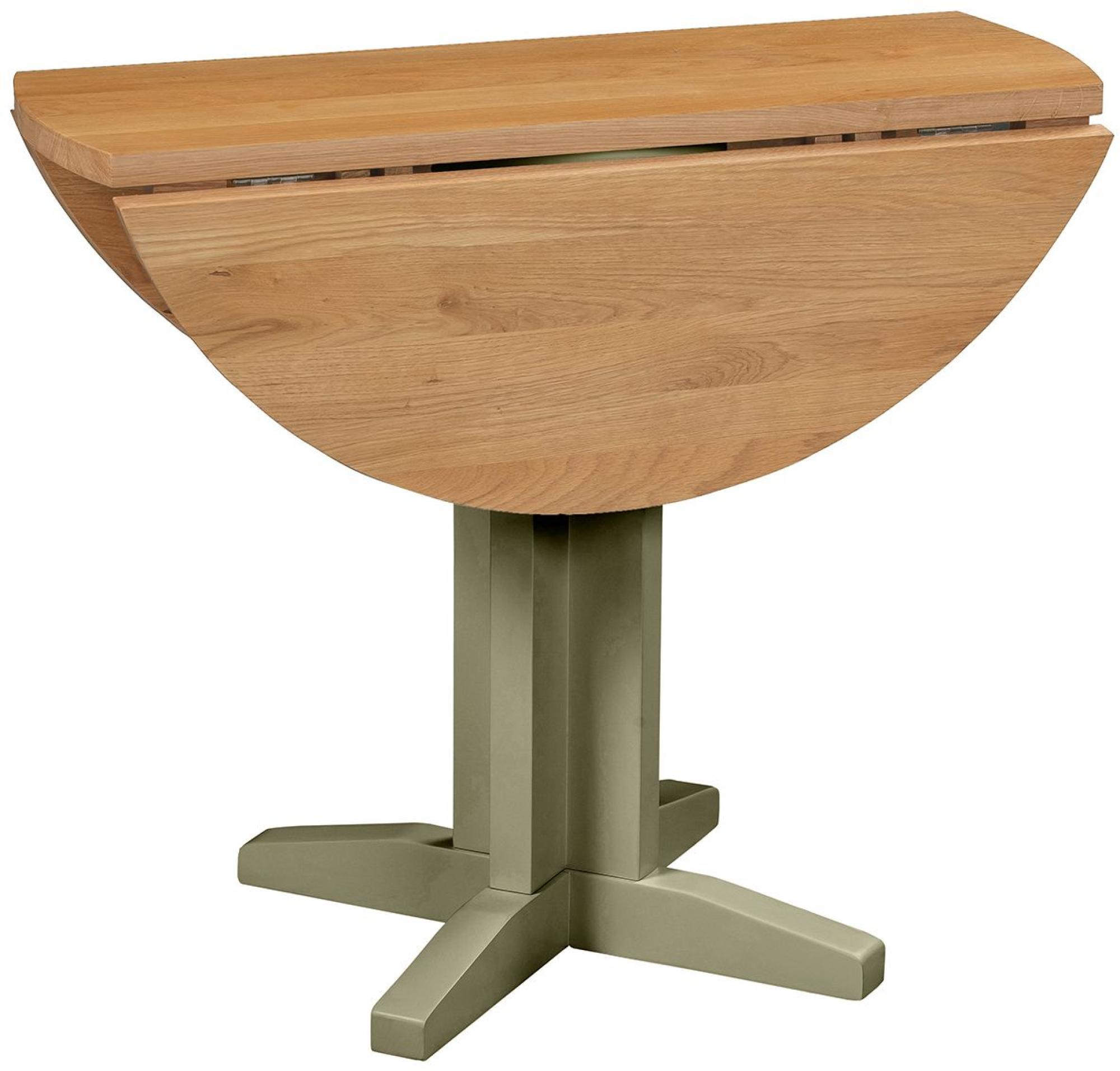 Product photograph of Lundy Fern Green Painted 2 Seater Round Drop Leaf Dining Table from Choice Furniture Superstore.