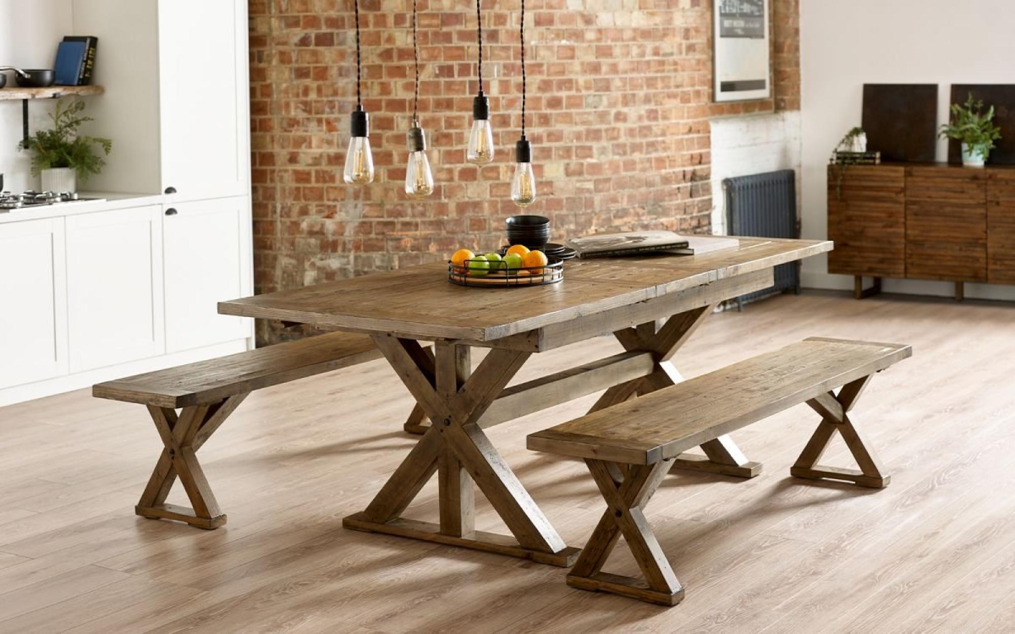 Product photograph of Chatsworth Reclaimed Pine Dining Bench from Choice Furniture Superstore.