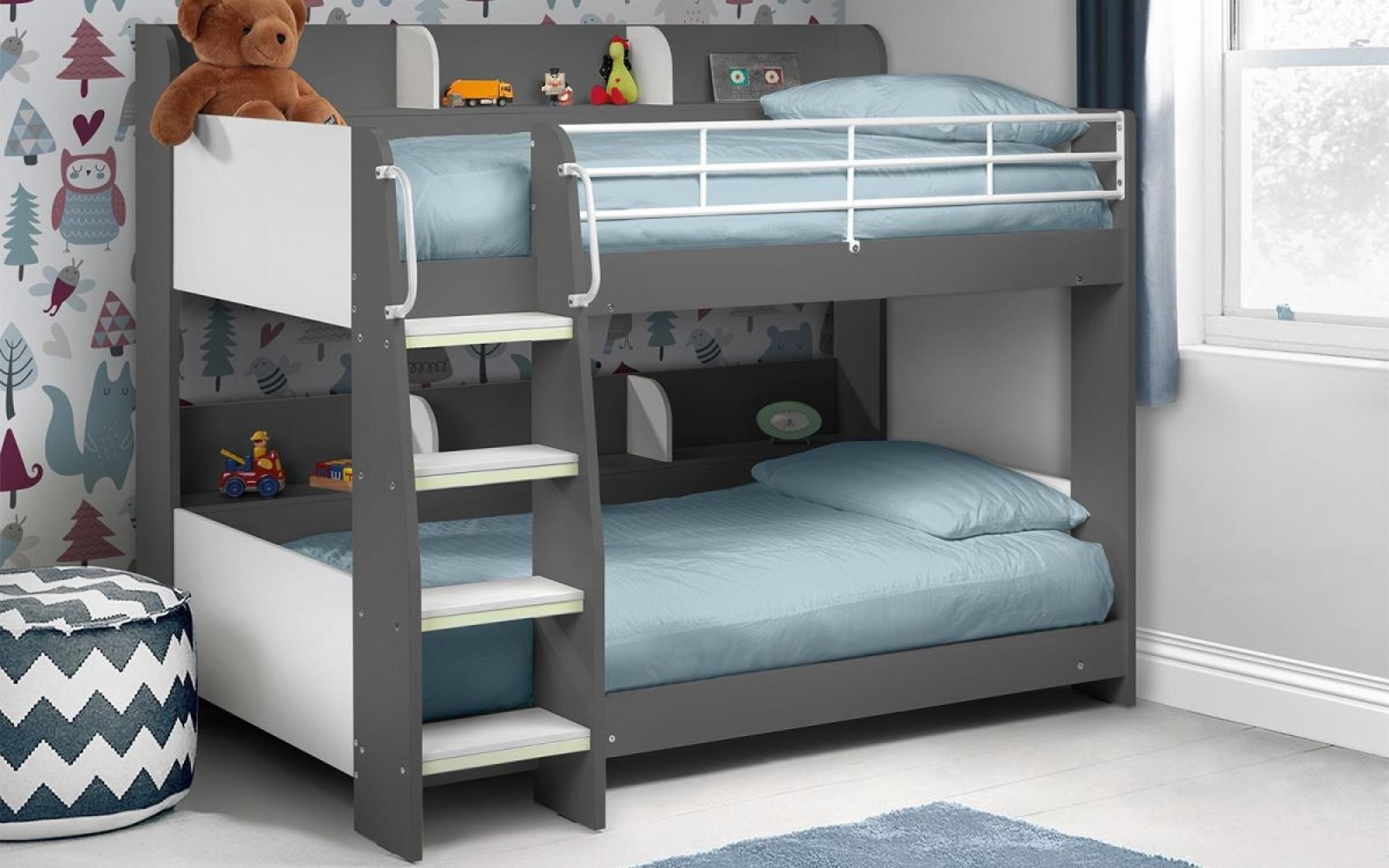 Product photograph of Domino Charcoal And White Bunk Bed from Choice Furniture Superstore.