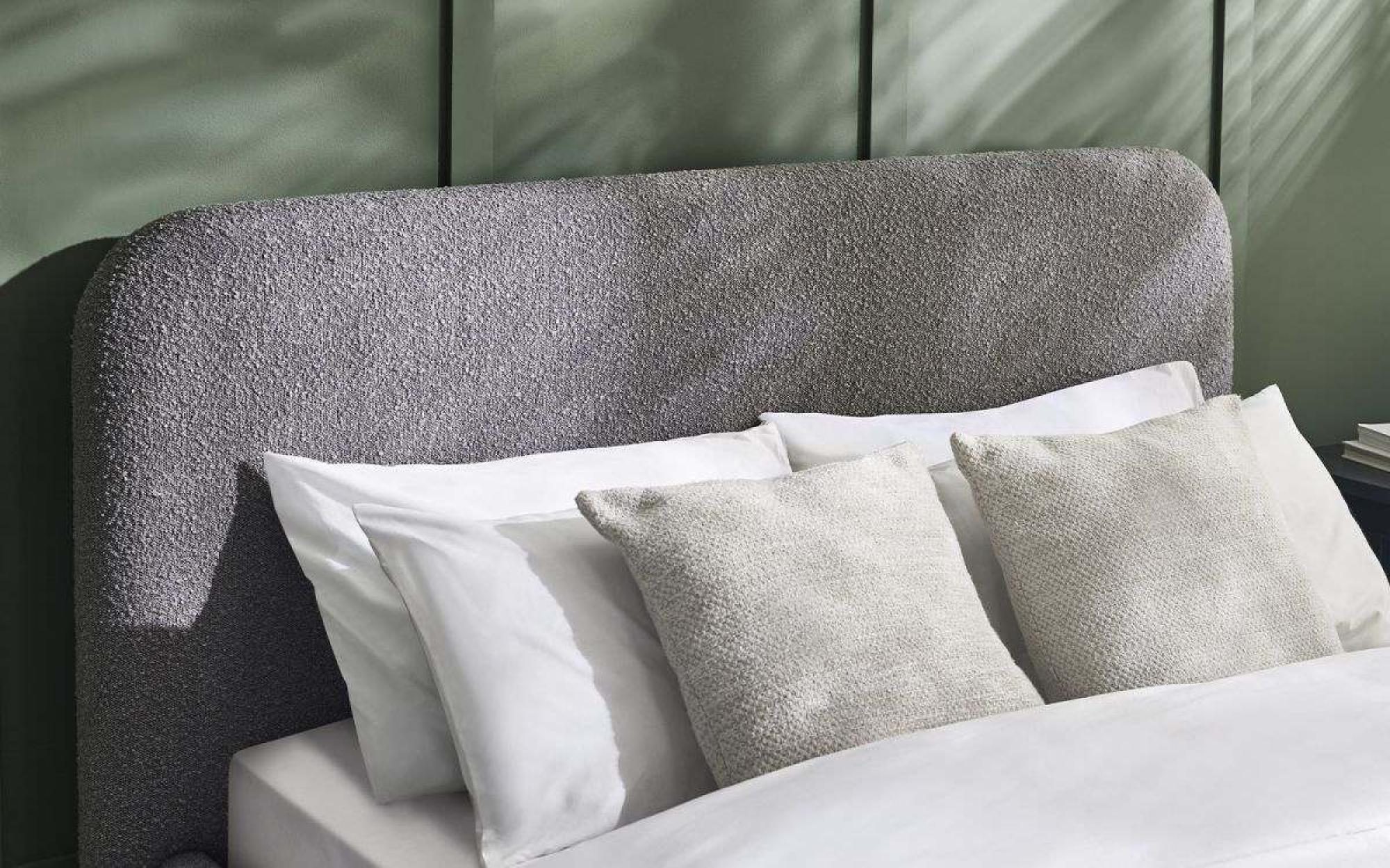 Product photograph of Hannah Grey Boucle Fabric Bed - Sizes Available from Choice Furniture Superstore.