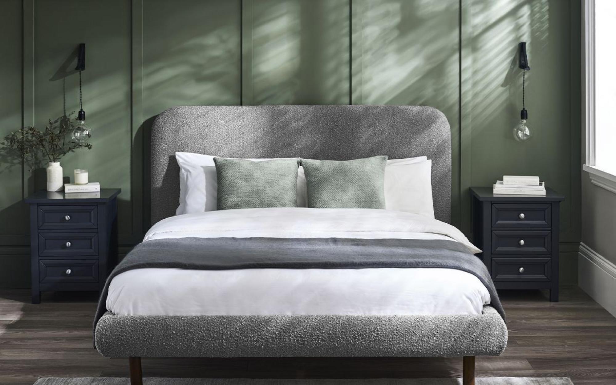 Product photograph of Hannah Grey Boucle Fabric Bed - Sizes Available from Choice Furniture Superstore.