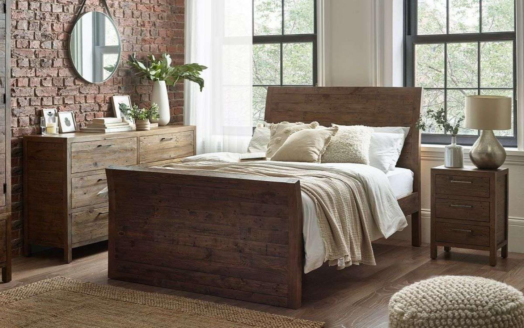 Product photograph of Heritage Reclaimed Pine Bed - Sizes Available from Choice Furniture Superstore.
