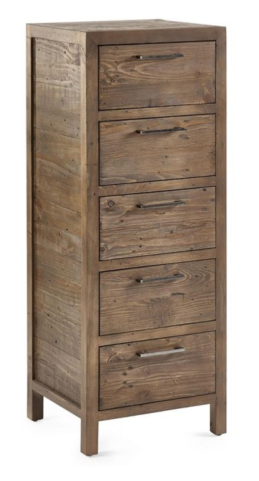 Product photograph of Heritage Reclaimed Pine 5 Drawer Chest Tallboy from Choice Furniture Superstore.