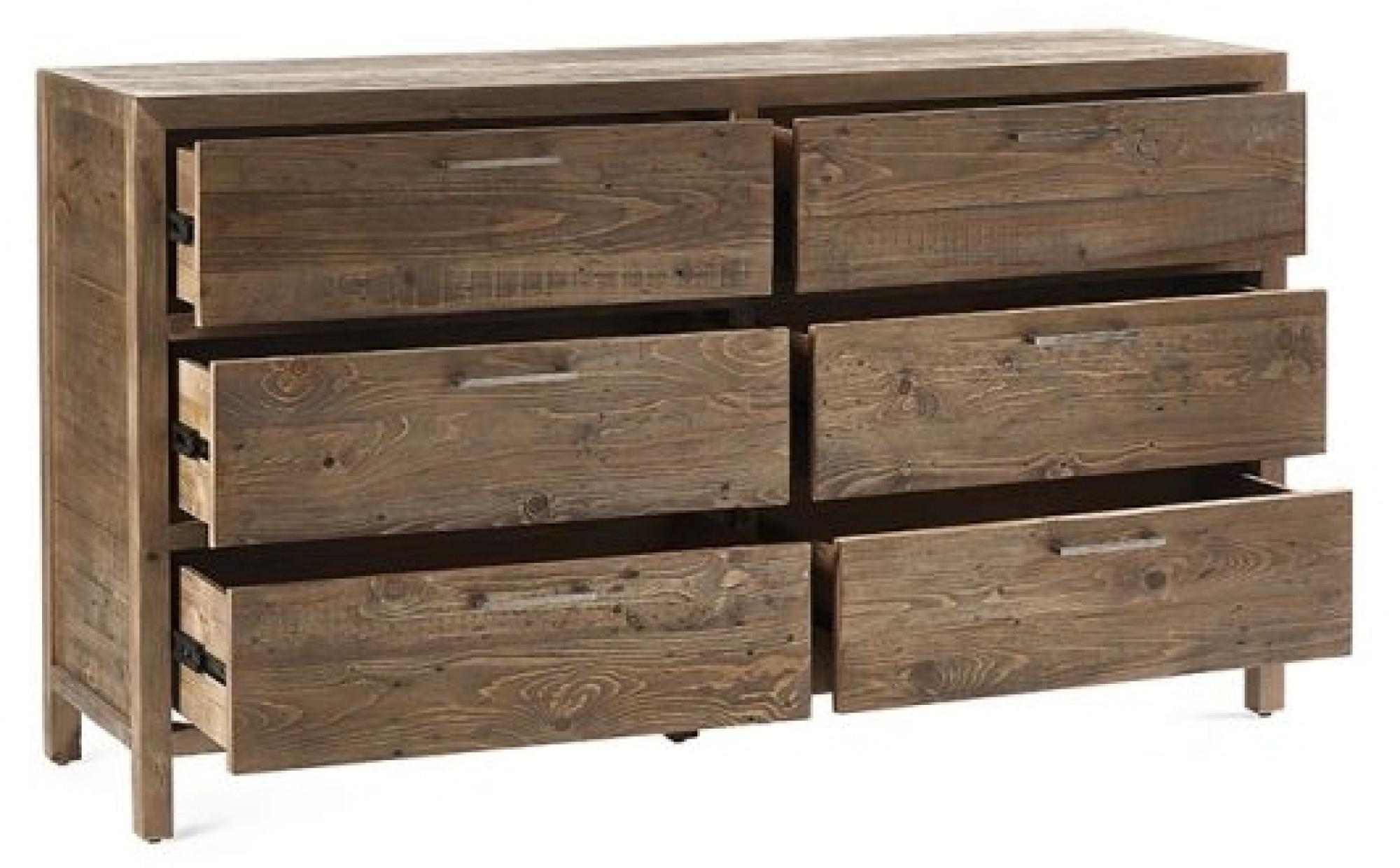 Product photograph of Heritage Reclaimed Pine 6 Drawer Wide Chest from Choice Furniture Superstore.