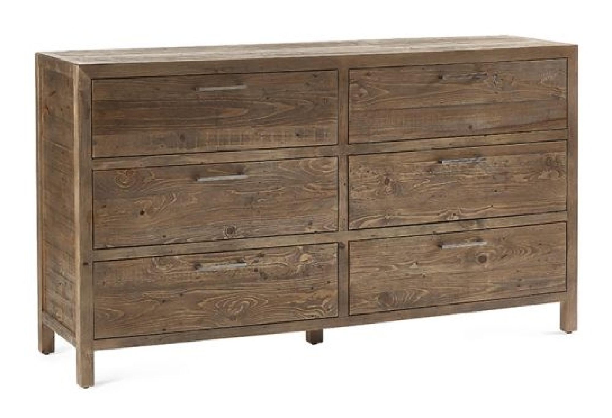 Product photograph of Heritage Reclaimed Pine 6 Drawer Wide Chest from Choice Furniture Superstore.