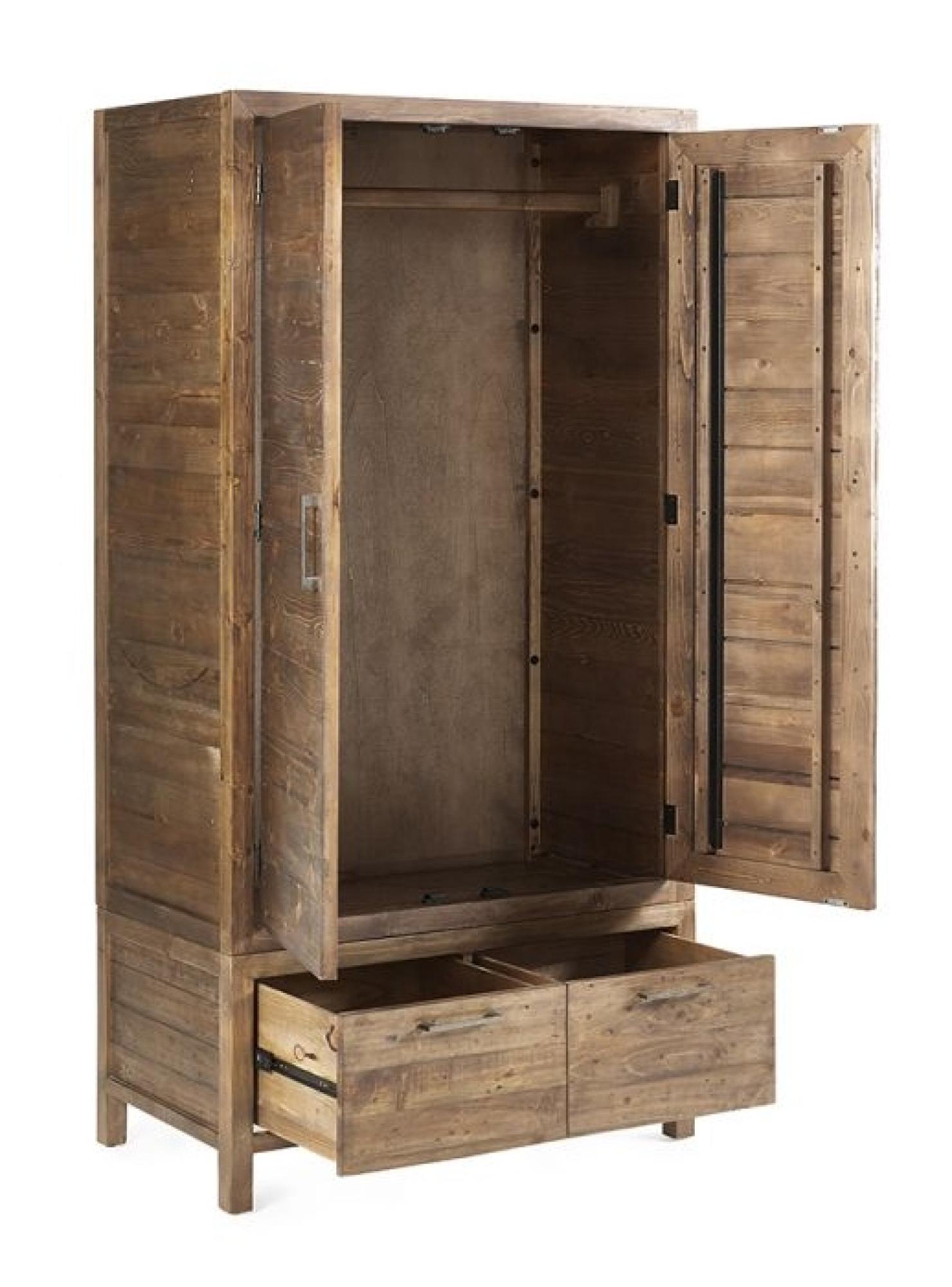 Product photograph of Heritage Reclaimed Pine 2 Door 2 Drawer Double Wardrobe from Choice Furniture Superstore.