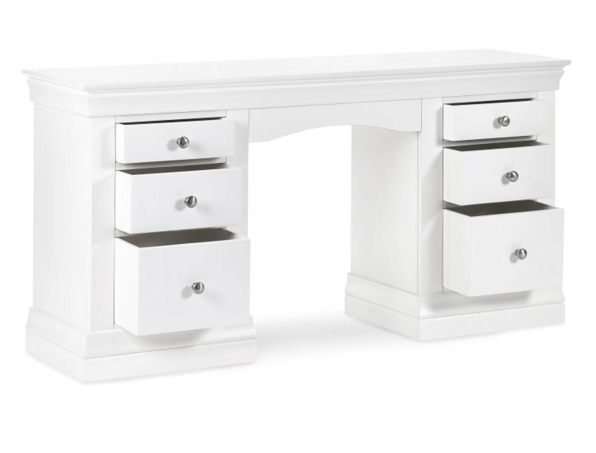 Product photograph of Clermont White Lacquer 6 Drawer Dressing Table from Choice Furniture Superstore.