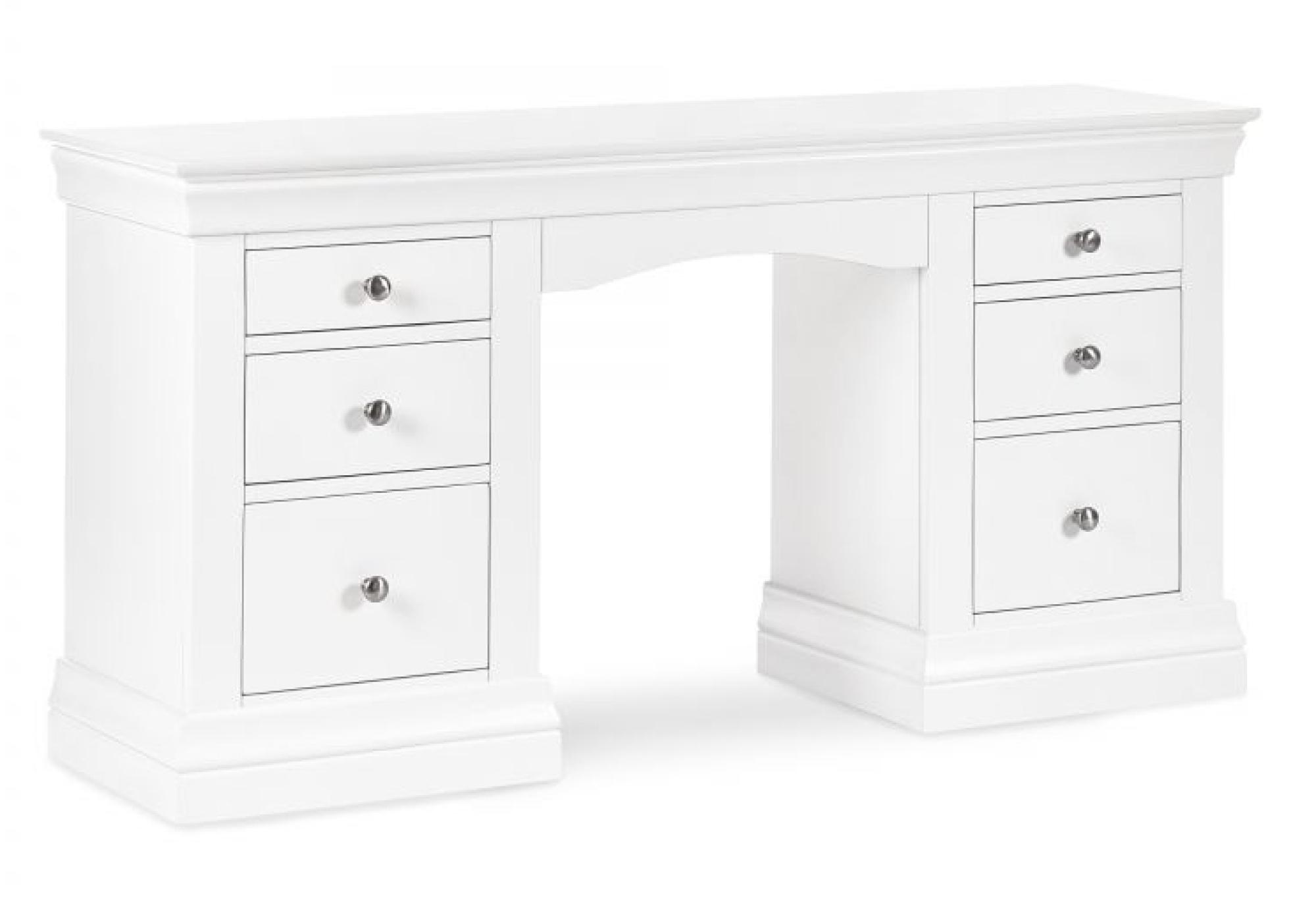 Product photograph of Clermont White Lacquer 6 Drawer Dressing Table from Choice Furniture Superstore.