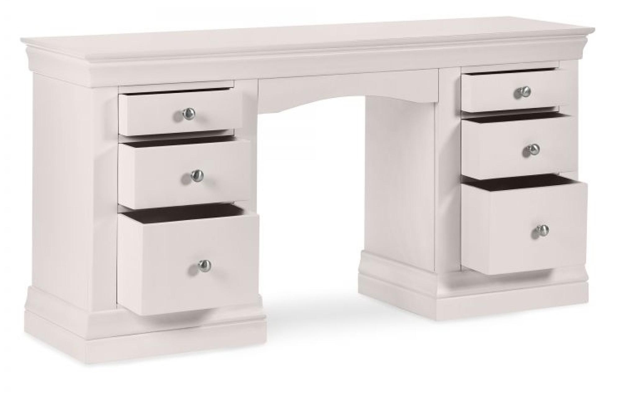 Product photograph of Clermont Light Grey Lacquer 6 Drawer Dressing Table from Choice Furniture Superstore.