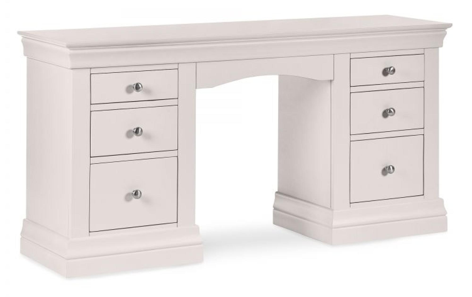 Product photograph of Clermont Light Grey Lacquer 6 Drawer Dressing Table from Choice Furniture Superstore.