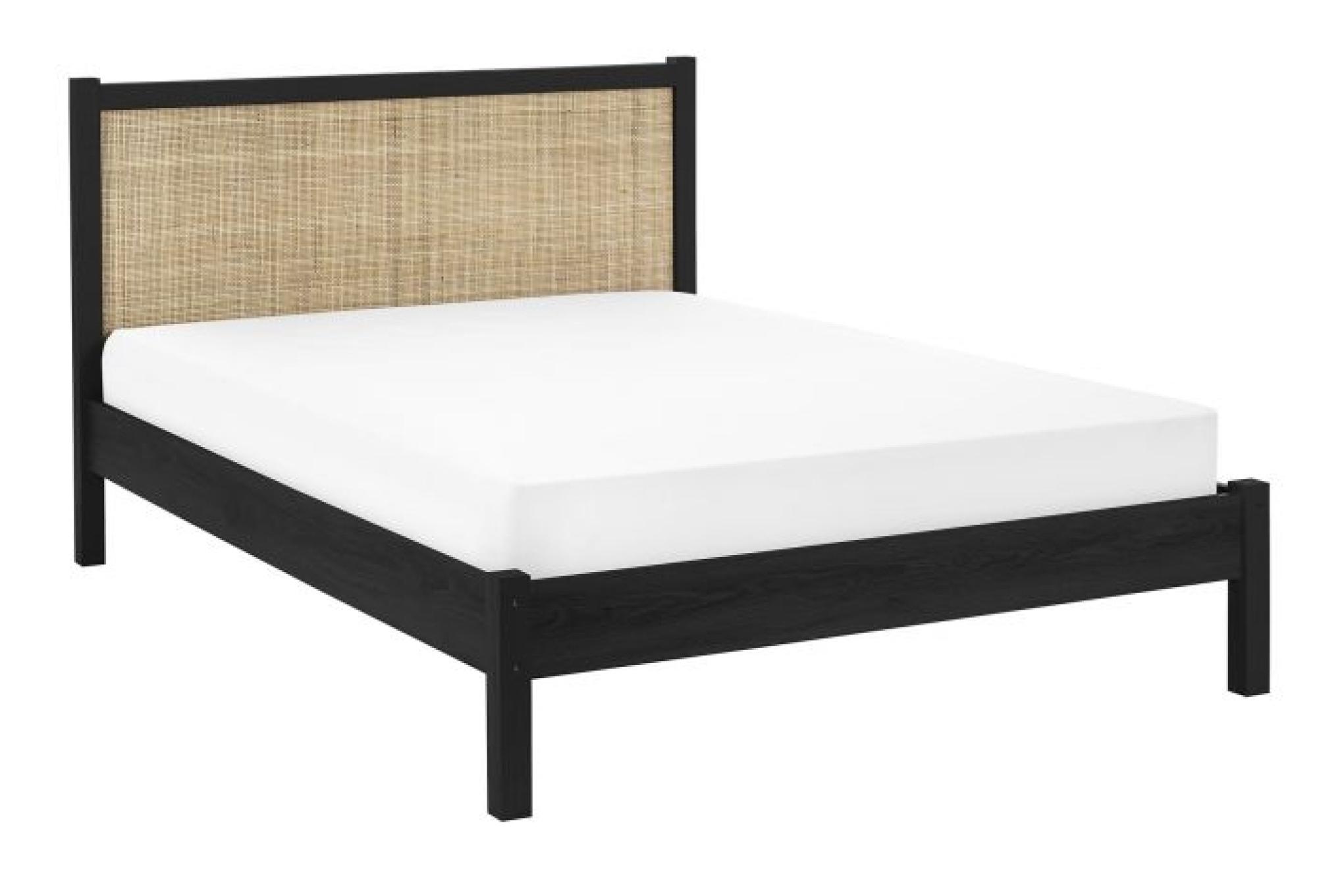 Product photograph of Padstow Black And Rattan Bed - Sizes Available from Choice Furniture Superstore.