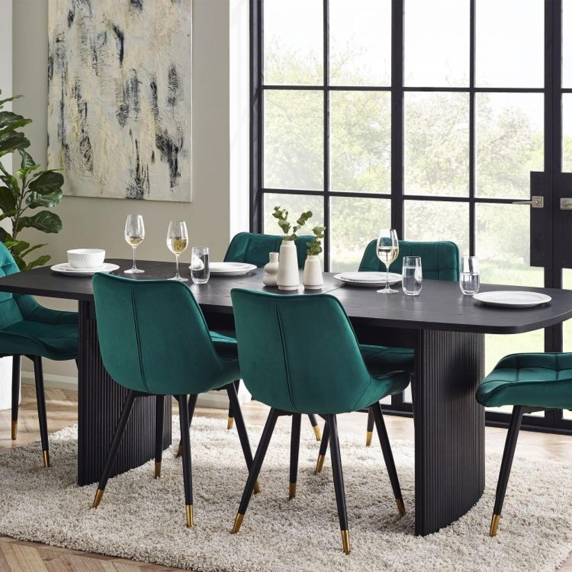 Product photograph of Louis Black Fluted 6 Seater Extending Dining Table from Choice Furniture Superstore.