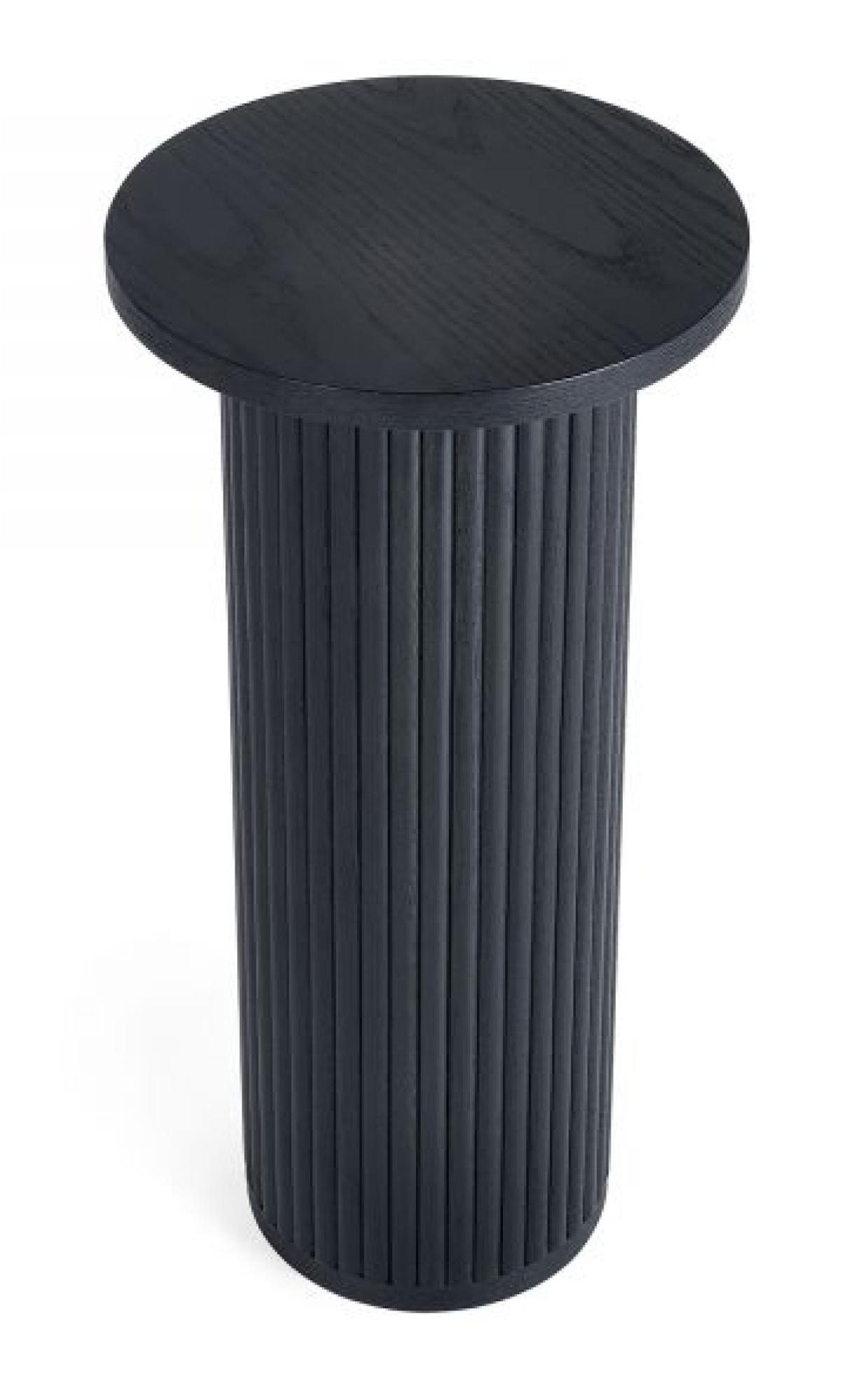 Product photograph of Louis Black Round Drinks Table - Fluted Base from Choice Furniture Superstore.