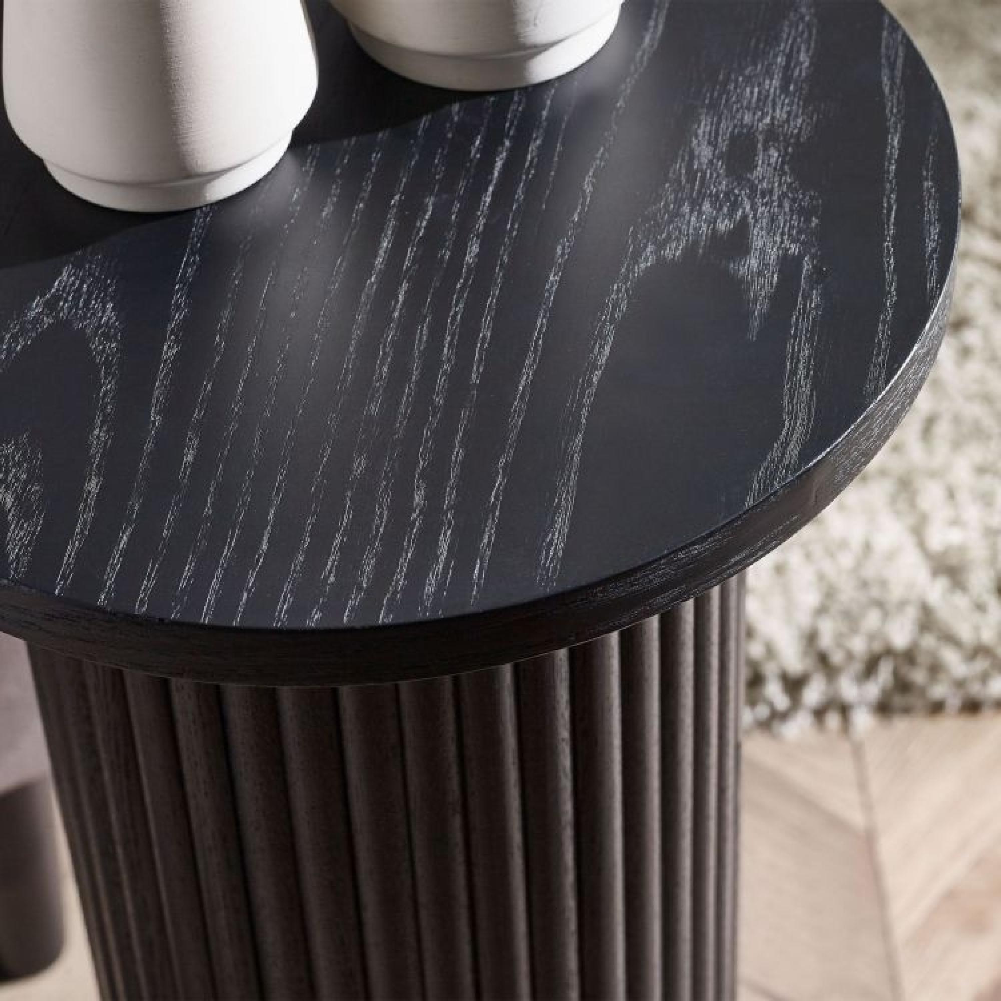 Product photograph of Louis Black Round Drinks Table - Fluted Base from Choice Furniture Superstore.