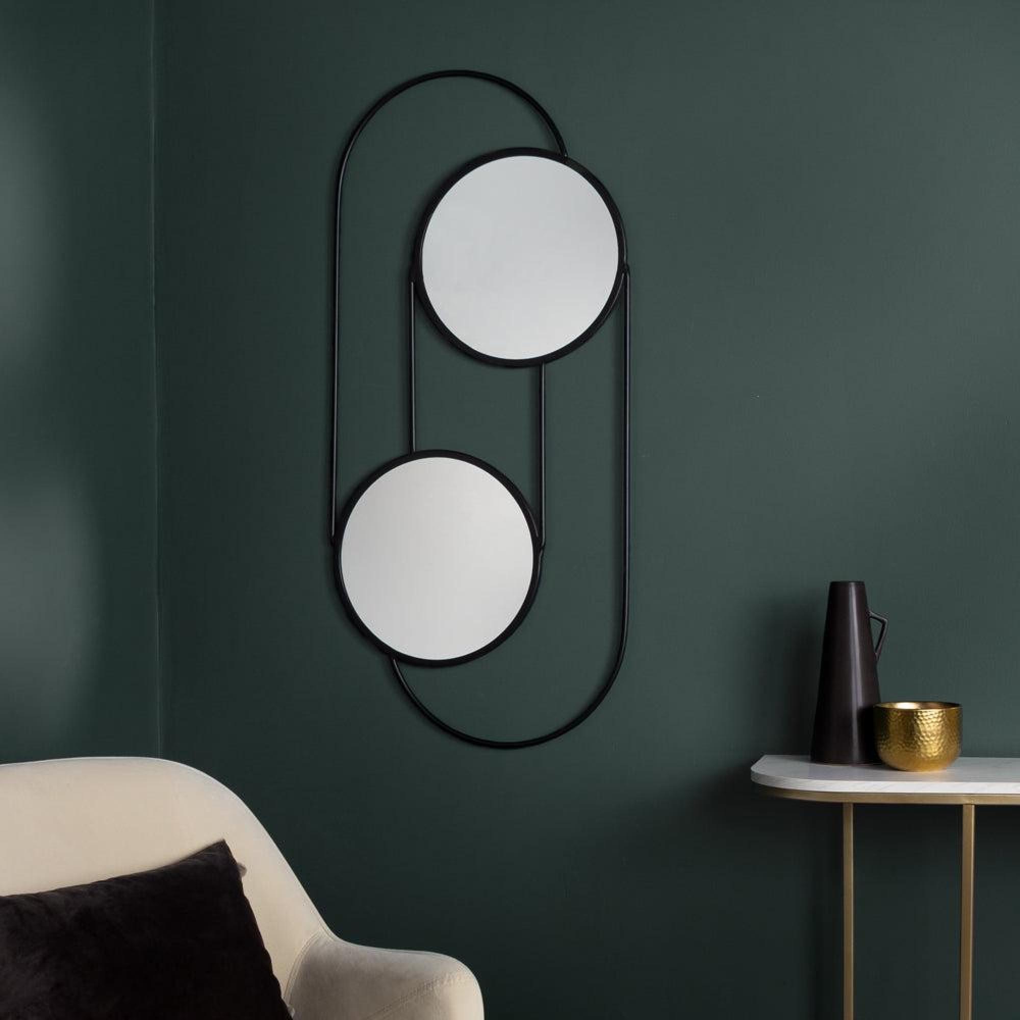 Product photograph of Yard Abstract Black Double Round Wall Mirror from Choice Furniture Superstore.