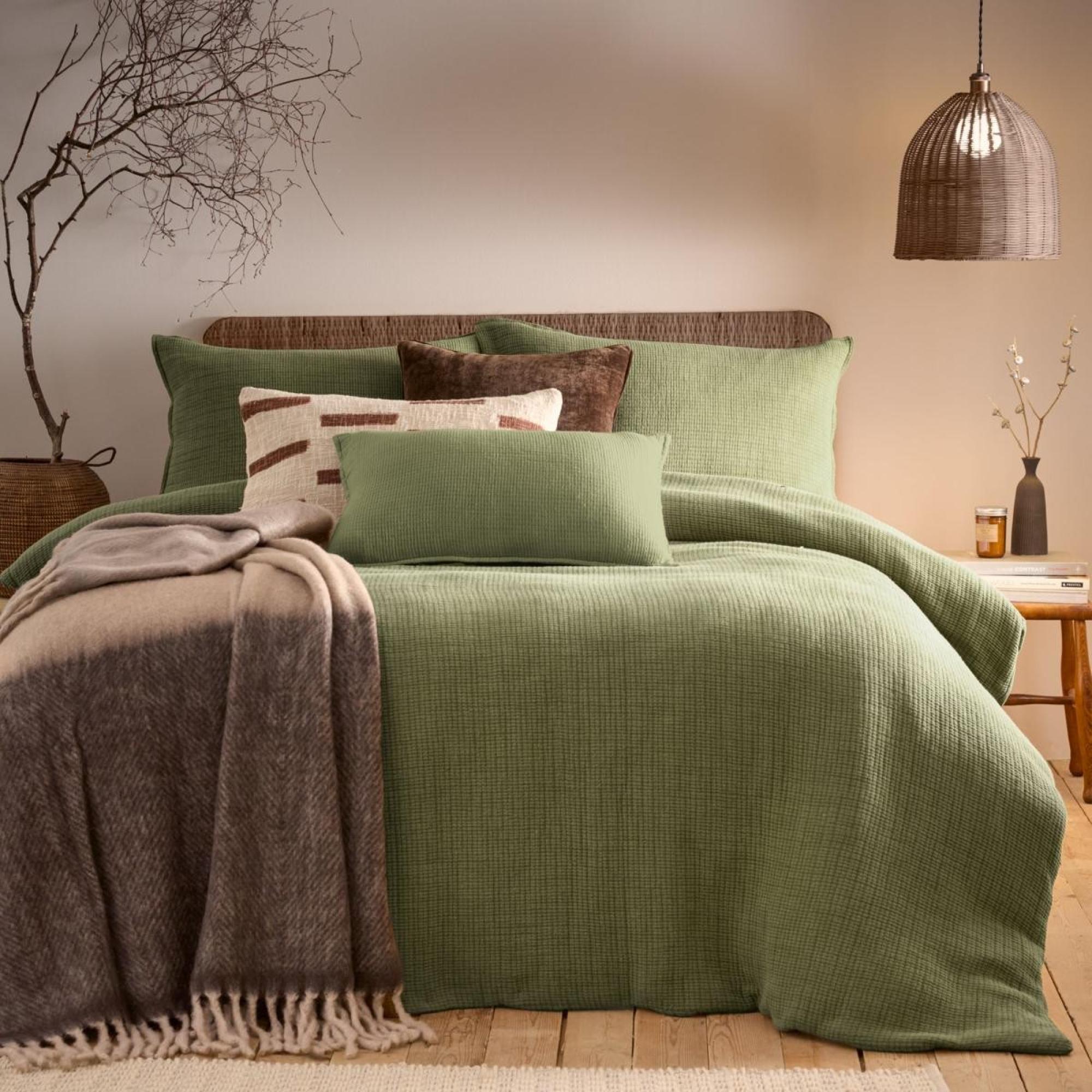 Product photograph of Yard Ribble Khaki Acid Washed Duvet Cover Set from Choice Furniture Superstore.