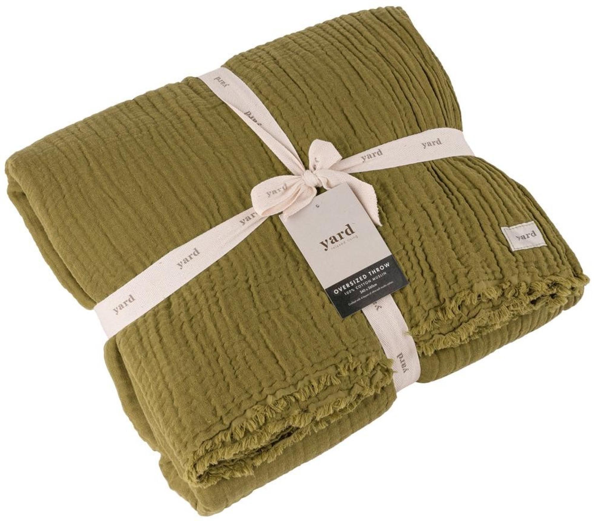 Product photograph of Yard Lark Khaki Muslin Cotton Oversized Throw from Choice Furniture Superstore.